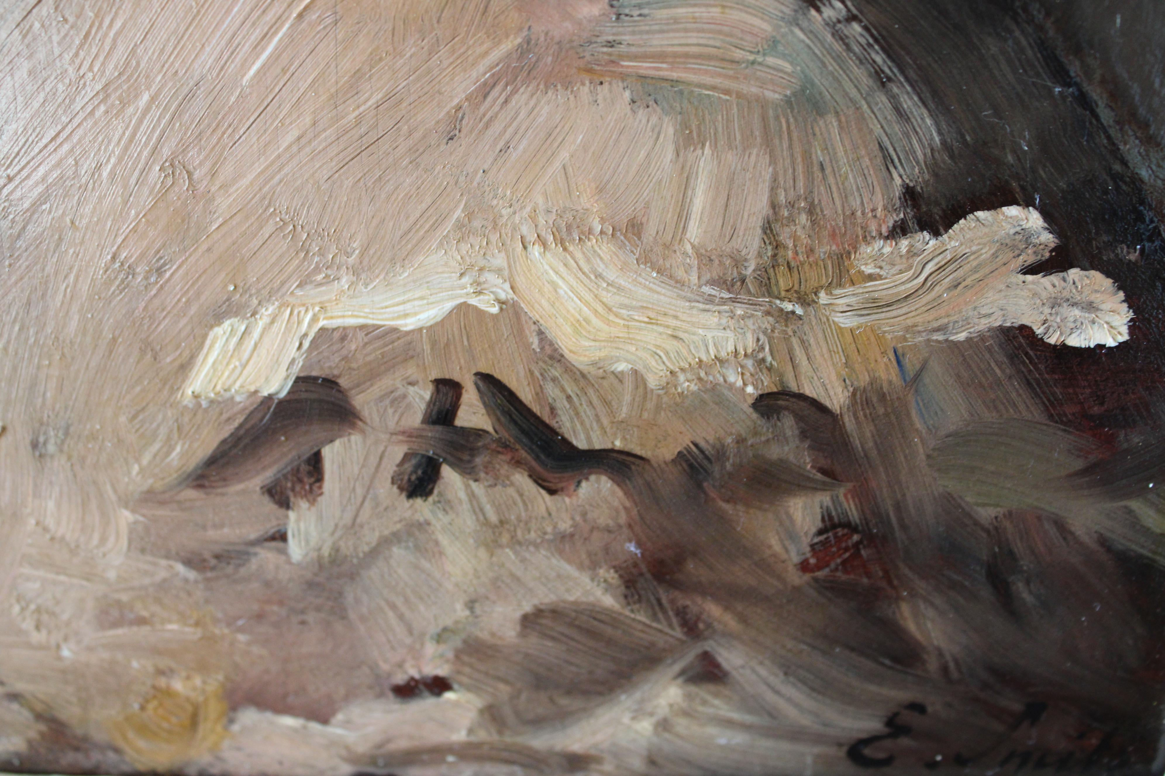 Antique Portrait of a woman, original antique oil painting by Eugene Smits For Sale 8