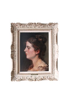 Antique Portrait of a woman, original antique oil painting by Eugene Smits