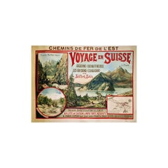 Antique Original poster of the Chemins de fer de l'Est promoting travel in Switzerland