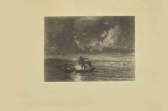 Fishermen - Etching by Eugène Burnand - Late 19th century