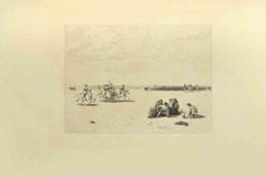 Les meneurs de chevaux - Gravure d'Eugène Burnand - Fin du 19e siècle