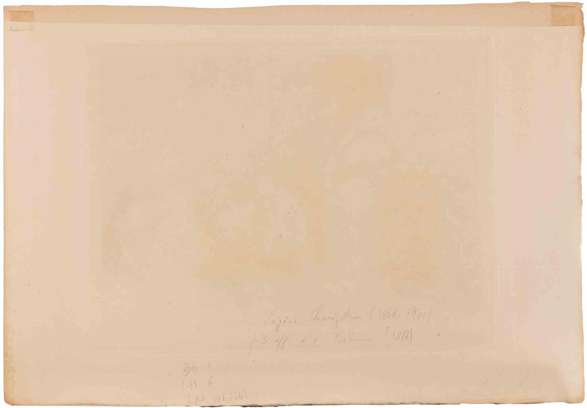 Marocains Jouant avec un Vautour - Etching by Eugène Champonnion - 1871 For Sale 1