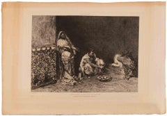 Eugène Champonnion - Marocains Jouant avec un Vautour - Radierung von Eugène Champonnion - 1871 Marocains Jouant avec un Vautour - Radierung von Eugène Champonnion - 1871