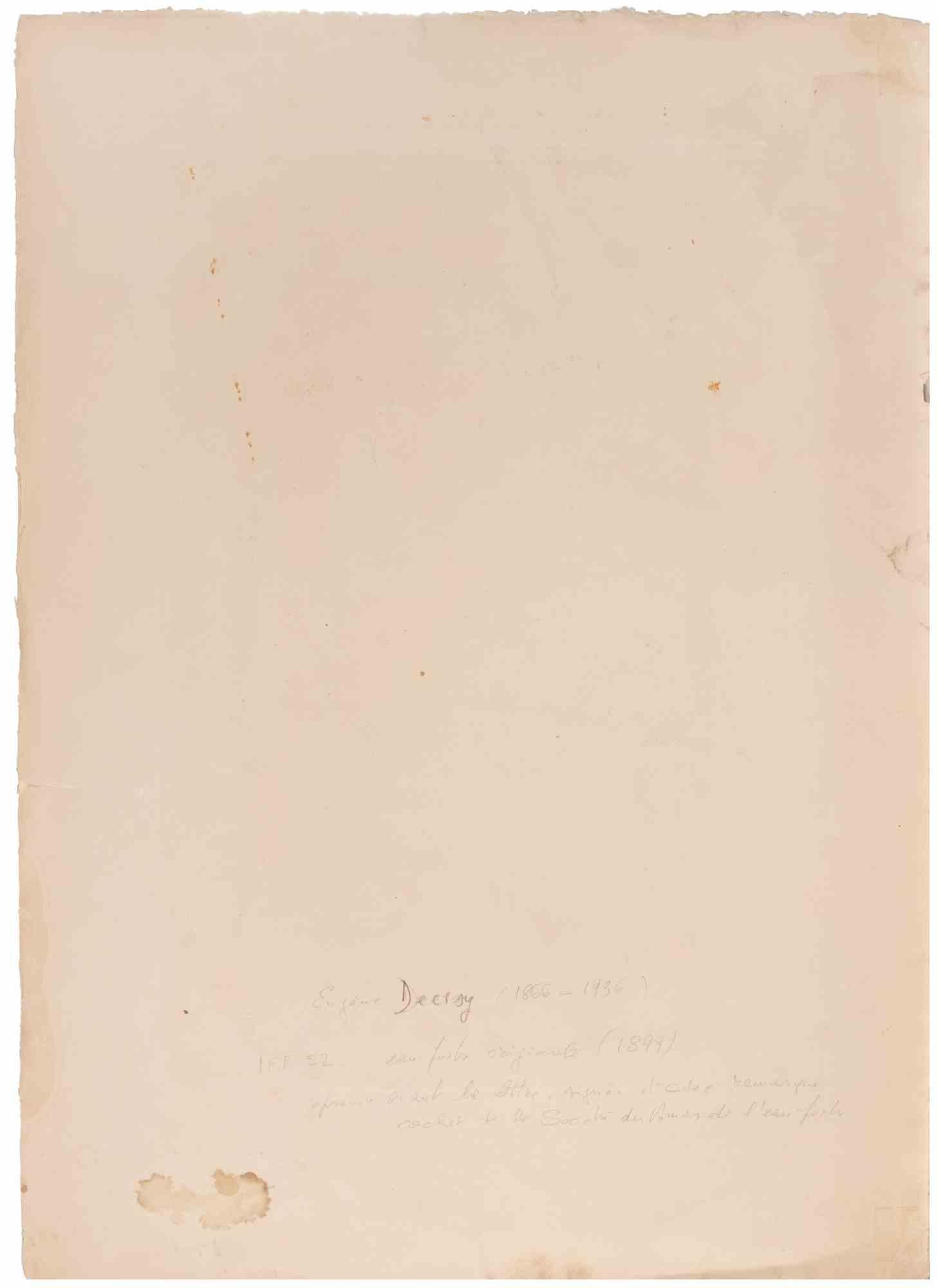 Untitled (Mythological Scene) - Etching by Eugene Decisy - 1899 - Print by Eugène Decisy