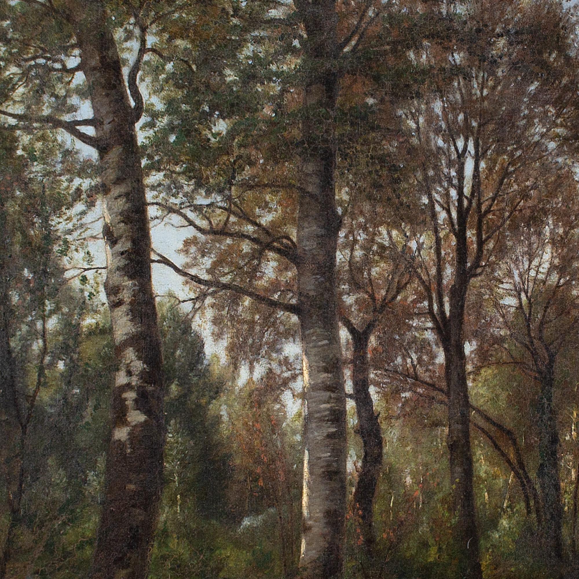 Eugène Devé, Forest View With Deer, Oil Painting 4