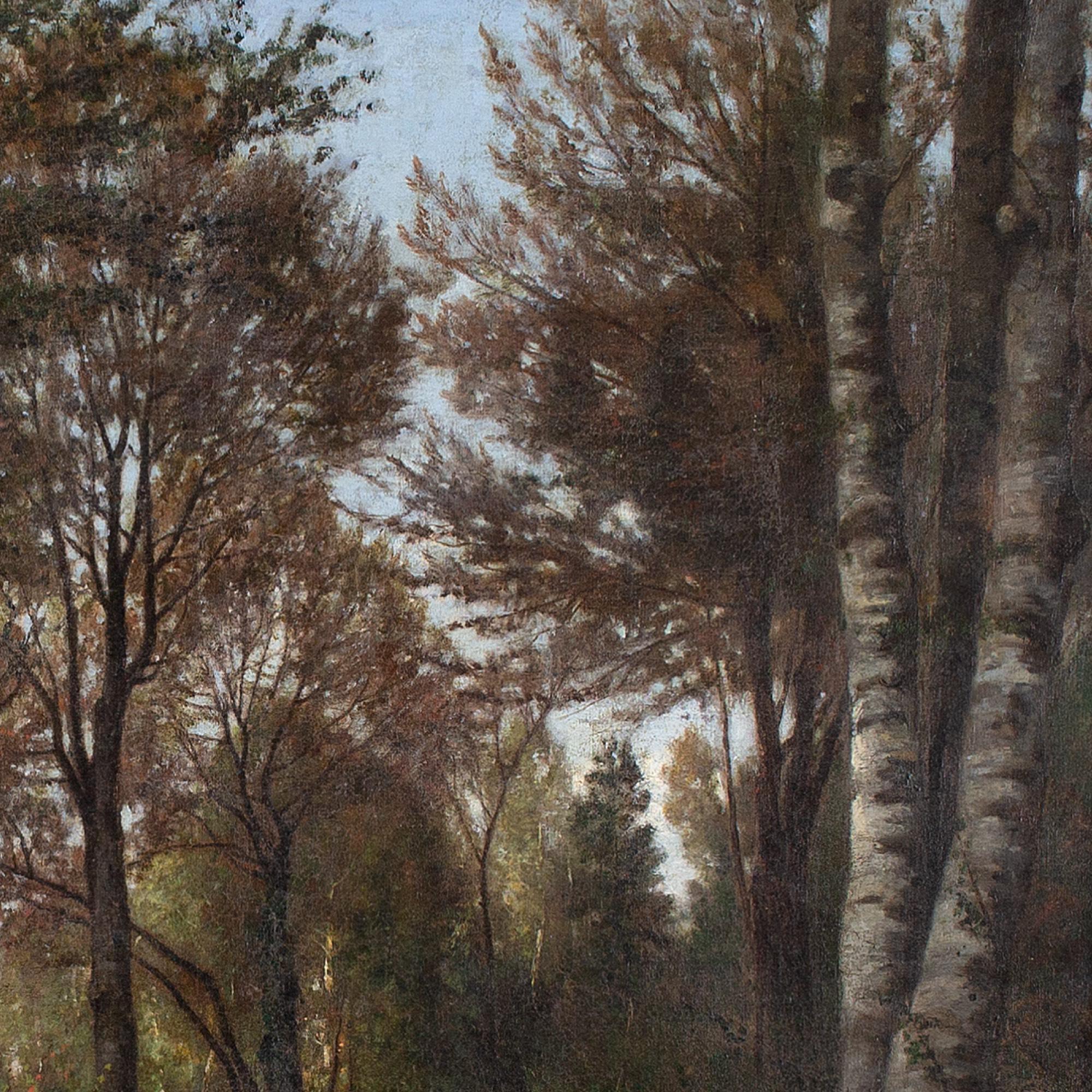 Eugène Devé, Forest View With Deer, Oil Painting 6