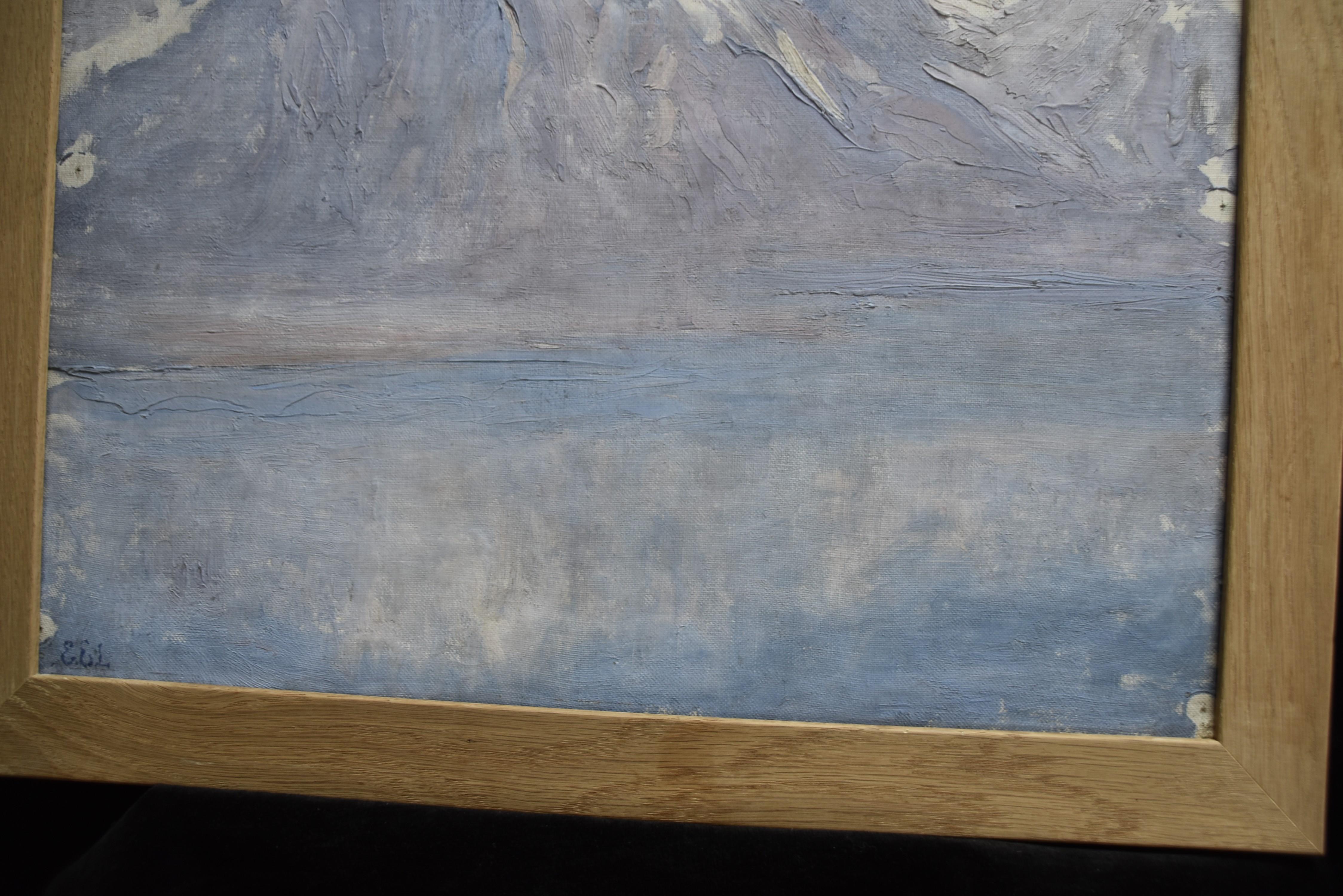 Eugène Emmanuel Lemercier (1886-1915) Un lago di montagna, olio su tela firmato 11