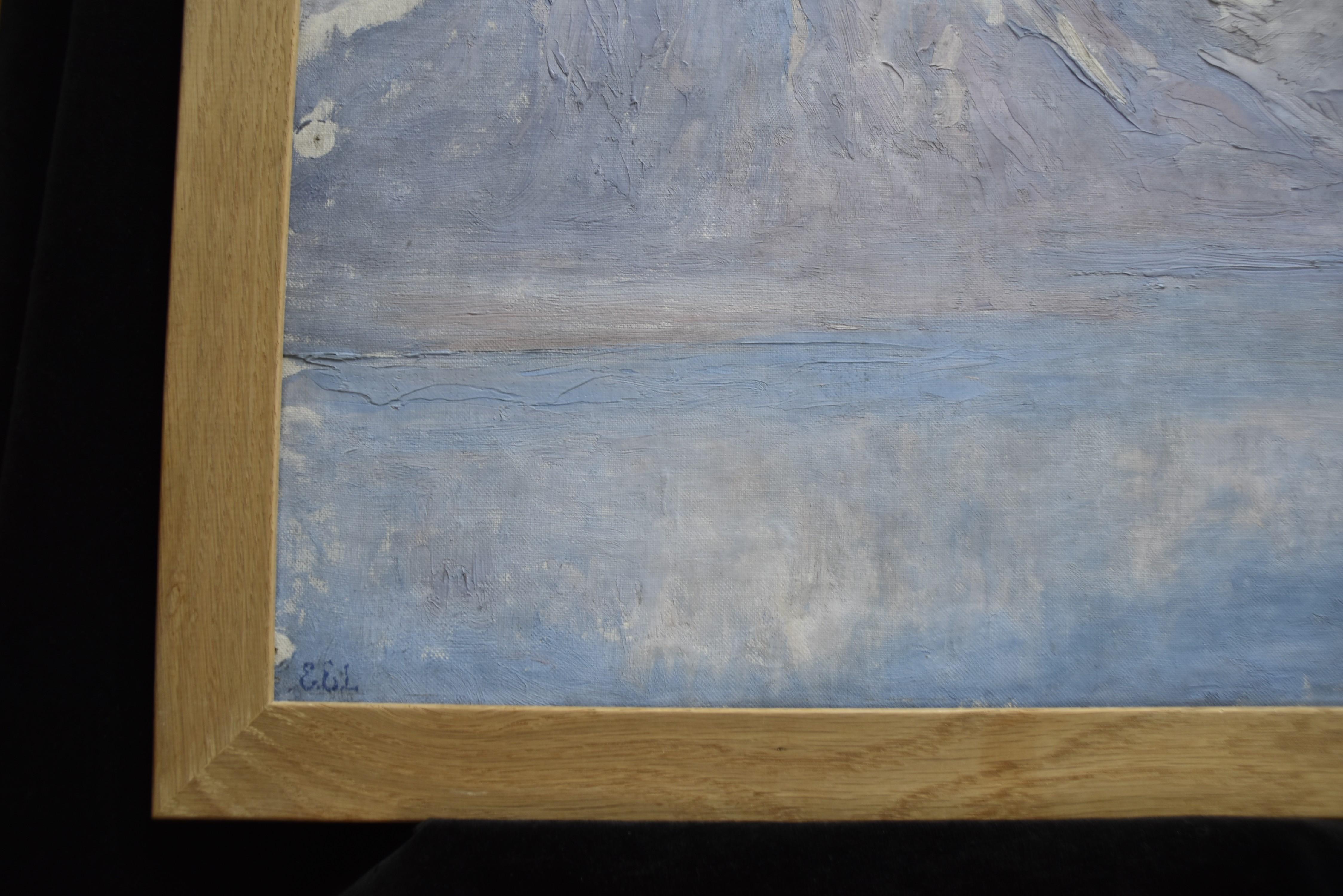 Eugène Emmanuel Lemercier (1886-1915) Un lago di montagna, olio su tela firmato 12