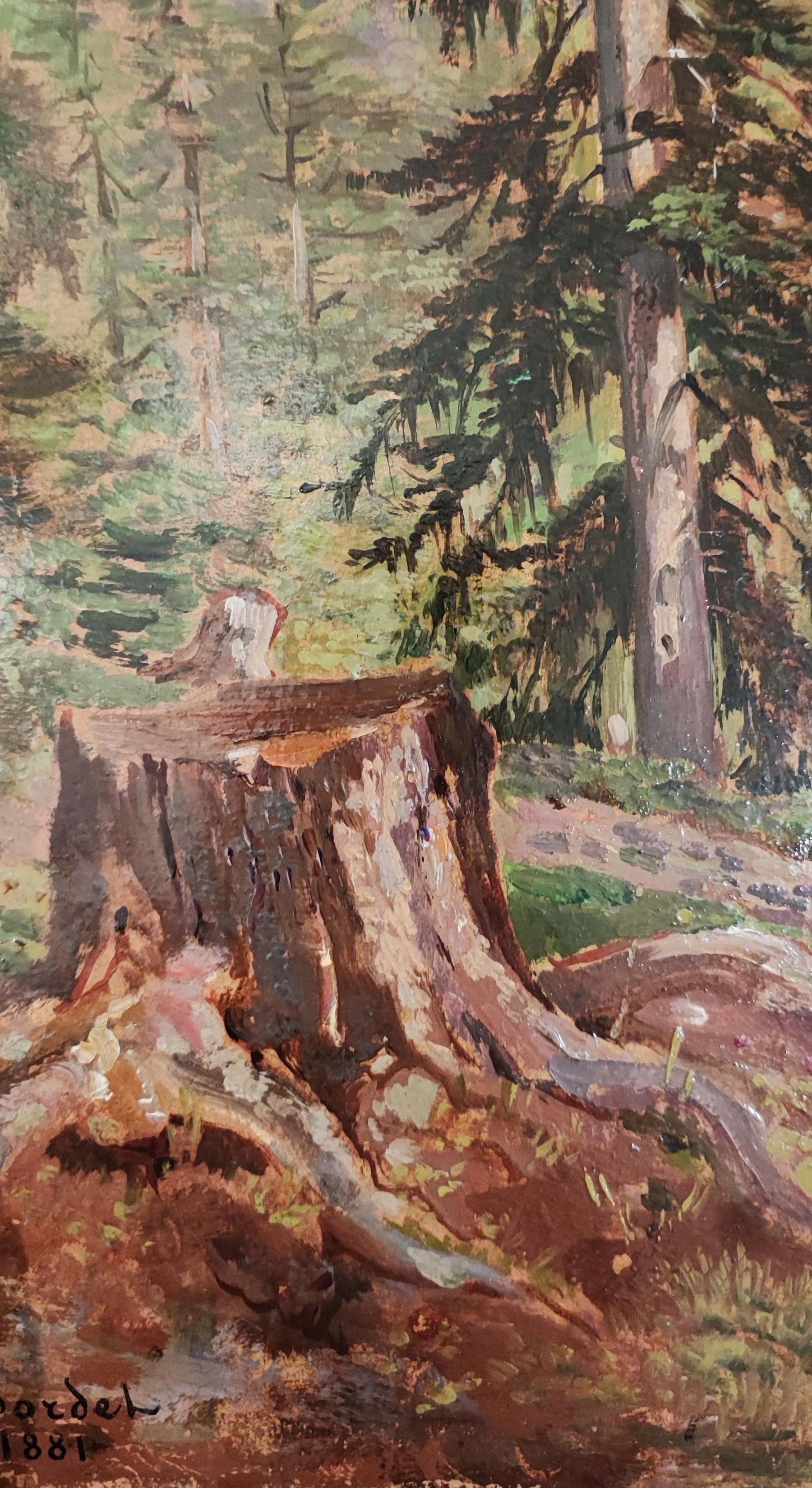 Forest landscape - Brown Landscape Painting by Eugène Etienne Sordet
