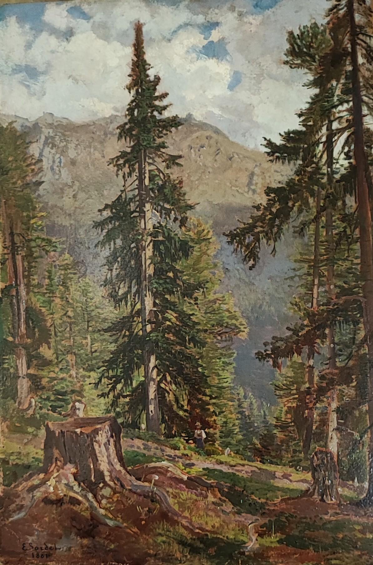 Eugène Etienne Sordet Landscape Painting - Forest landscape
