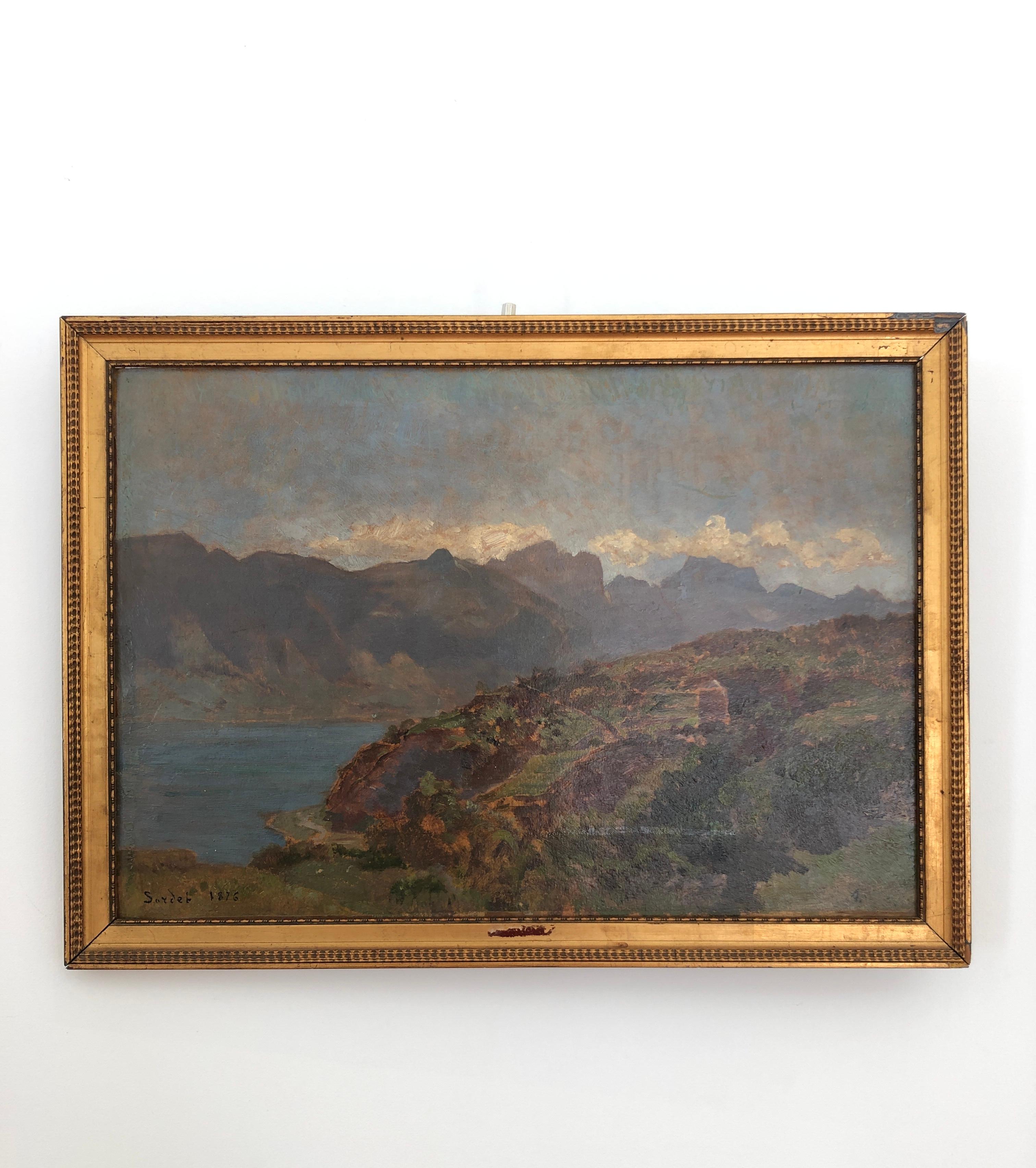 Lake Annecy, the Tournette - Painting by Eugène Etienne Sordet