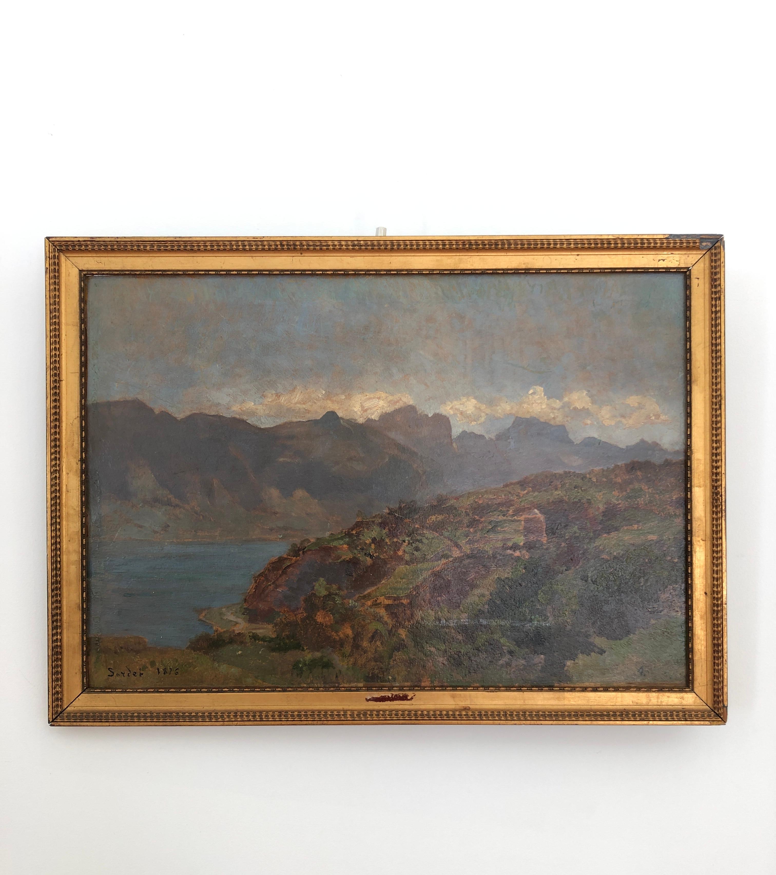Il lago di Annecy, la Tournette - Painting di Eugène Etienne Sordet