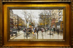 Escena animada e intrincada "La Place de la Madeleine, París"' Eugène Galien-Laloue