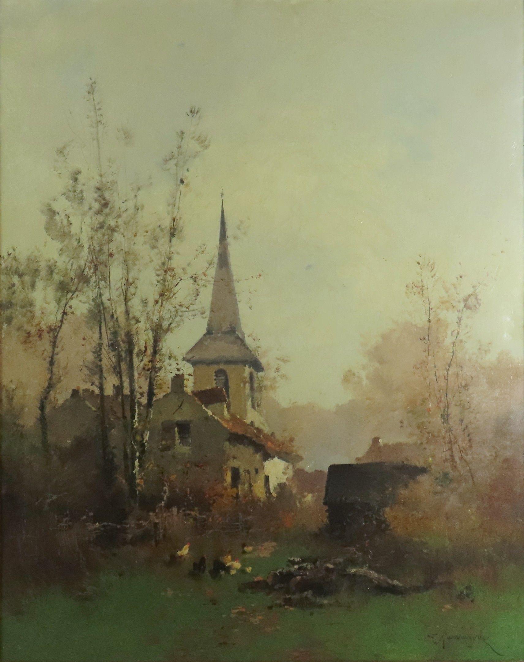Vintage art portrait of french village by Eugène Galien Laloue - oil signed For Sale 3