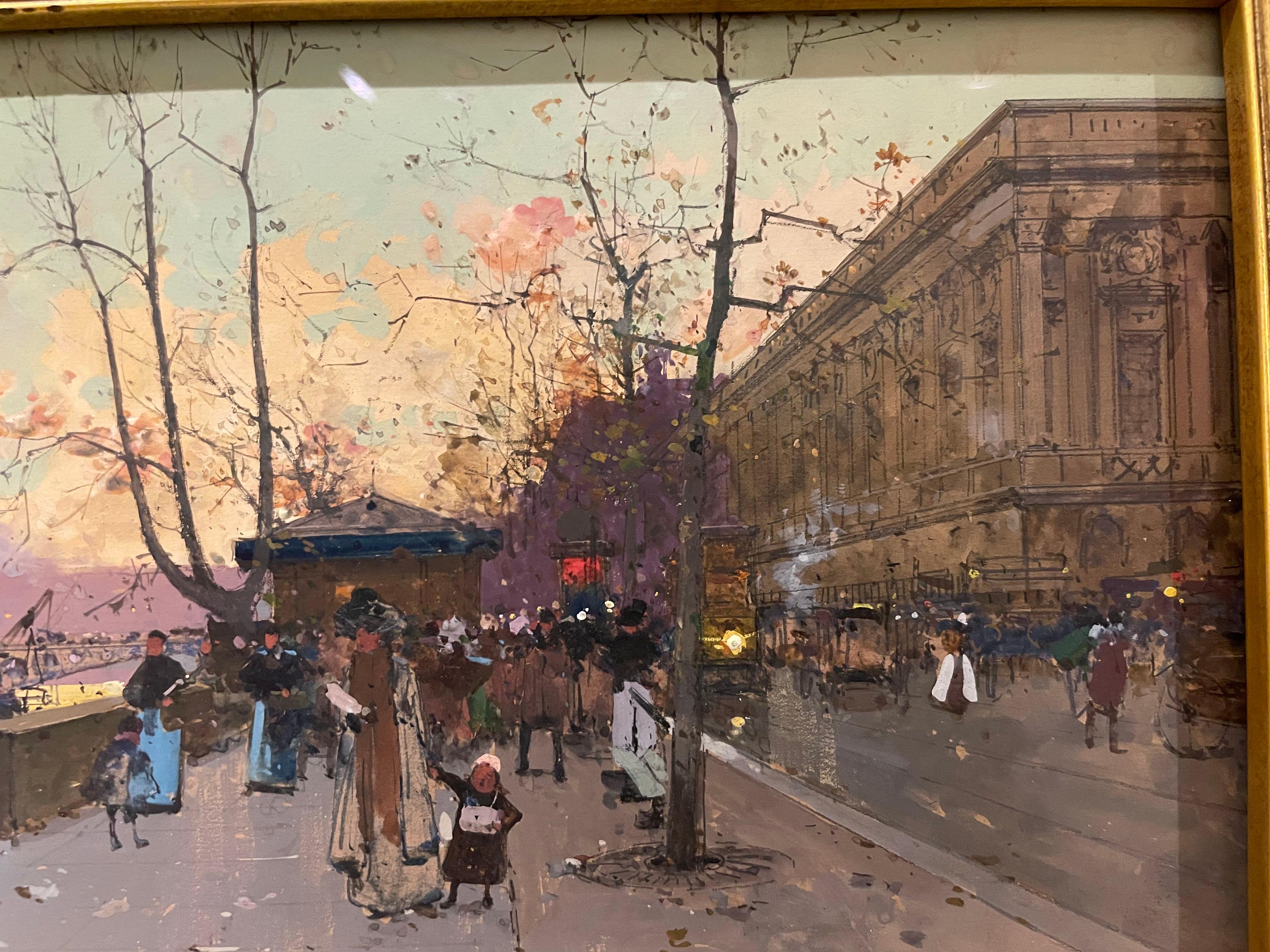 Les rives de la Seine près de Chatelet, paysage urbain parisien en vente 5