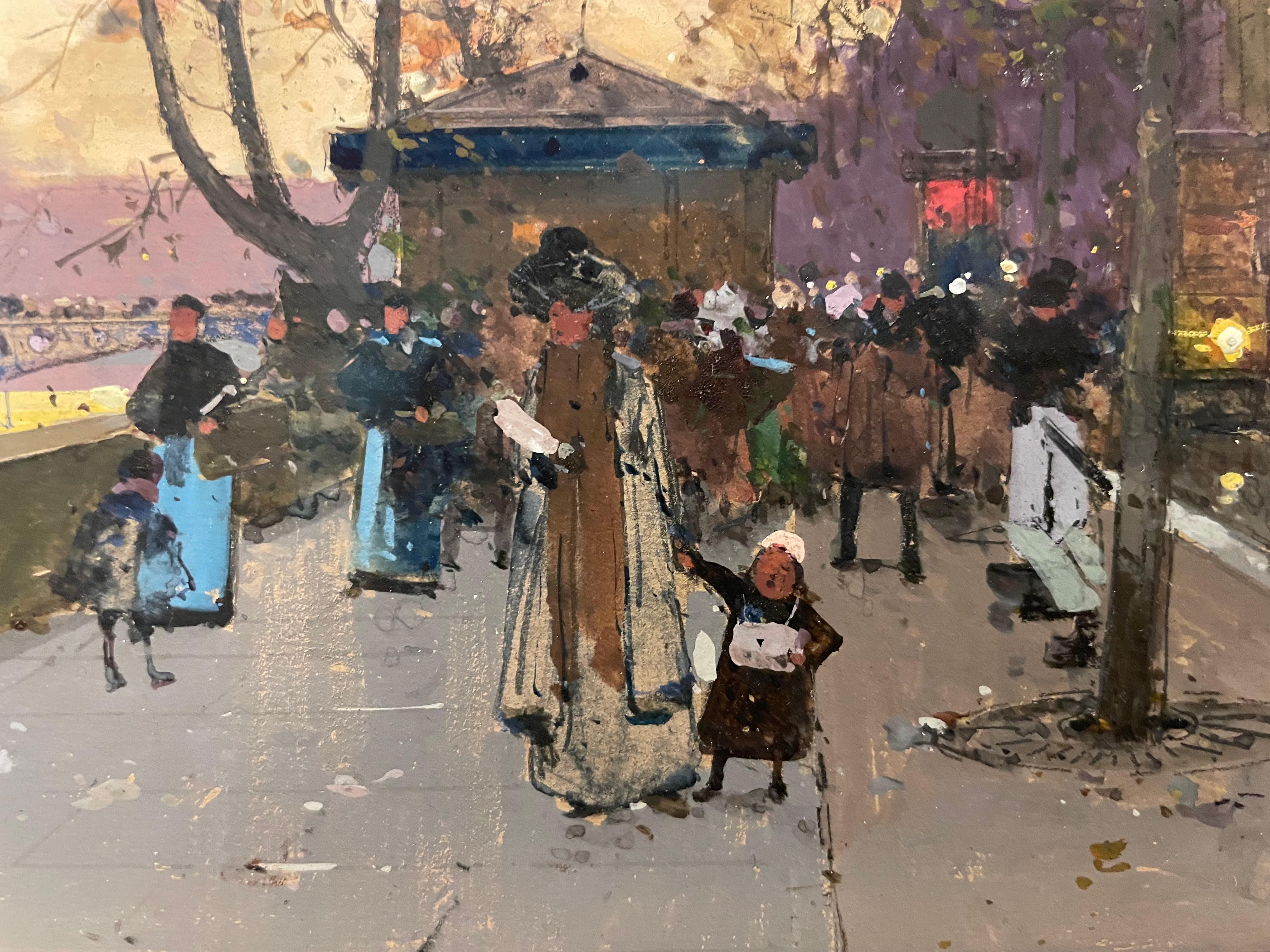 Les rives de la Seine près de Chatelet, paysage urbain parisien en vente 4