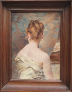 Eugène GILLET Portrait back venetian blonde French 19th Art nouveau