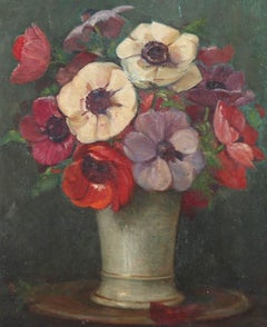 Eugène Huc (1891-1979) - Olio della scuola francese del metà del secolo, Anemoni