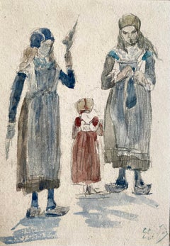 'Studies of Young Breton Women' by Eugène Louis Boudin (1824 – 1898)