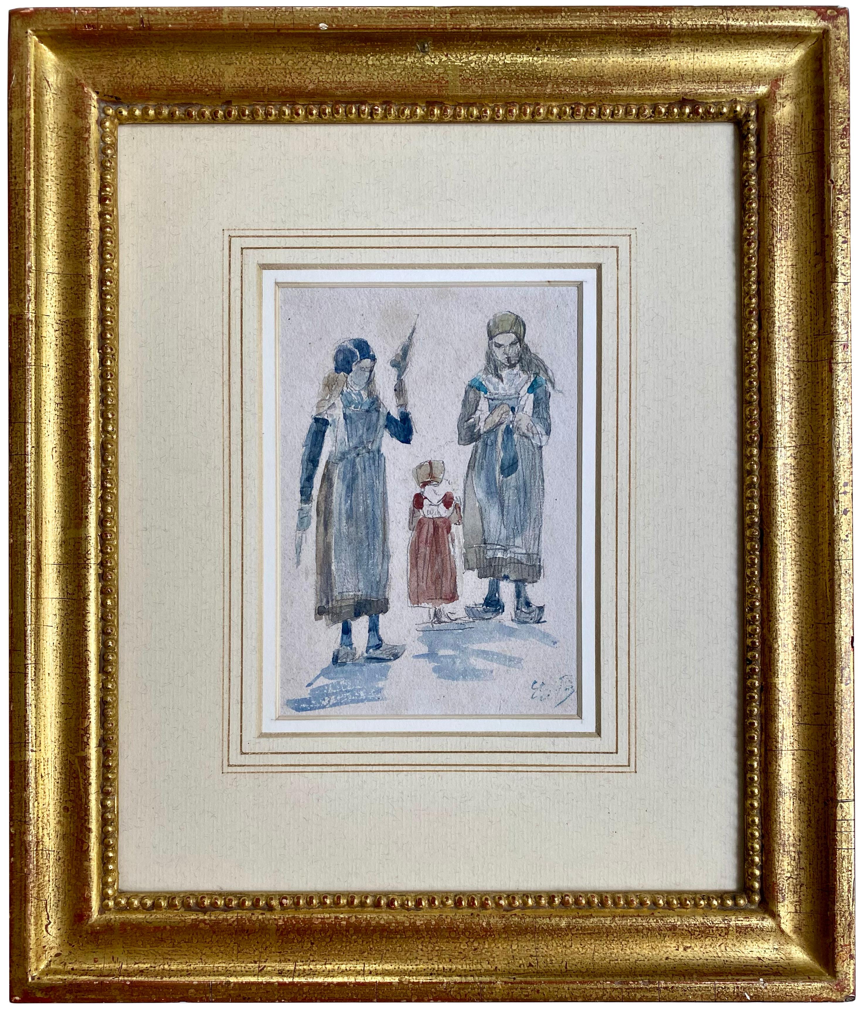 Studi di giovani donne bretoni' di Eugène Louis Boudin (1824 - 1898)