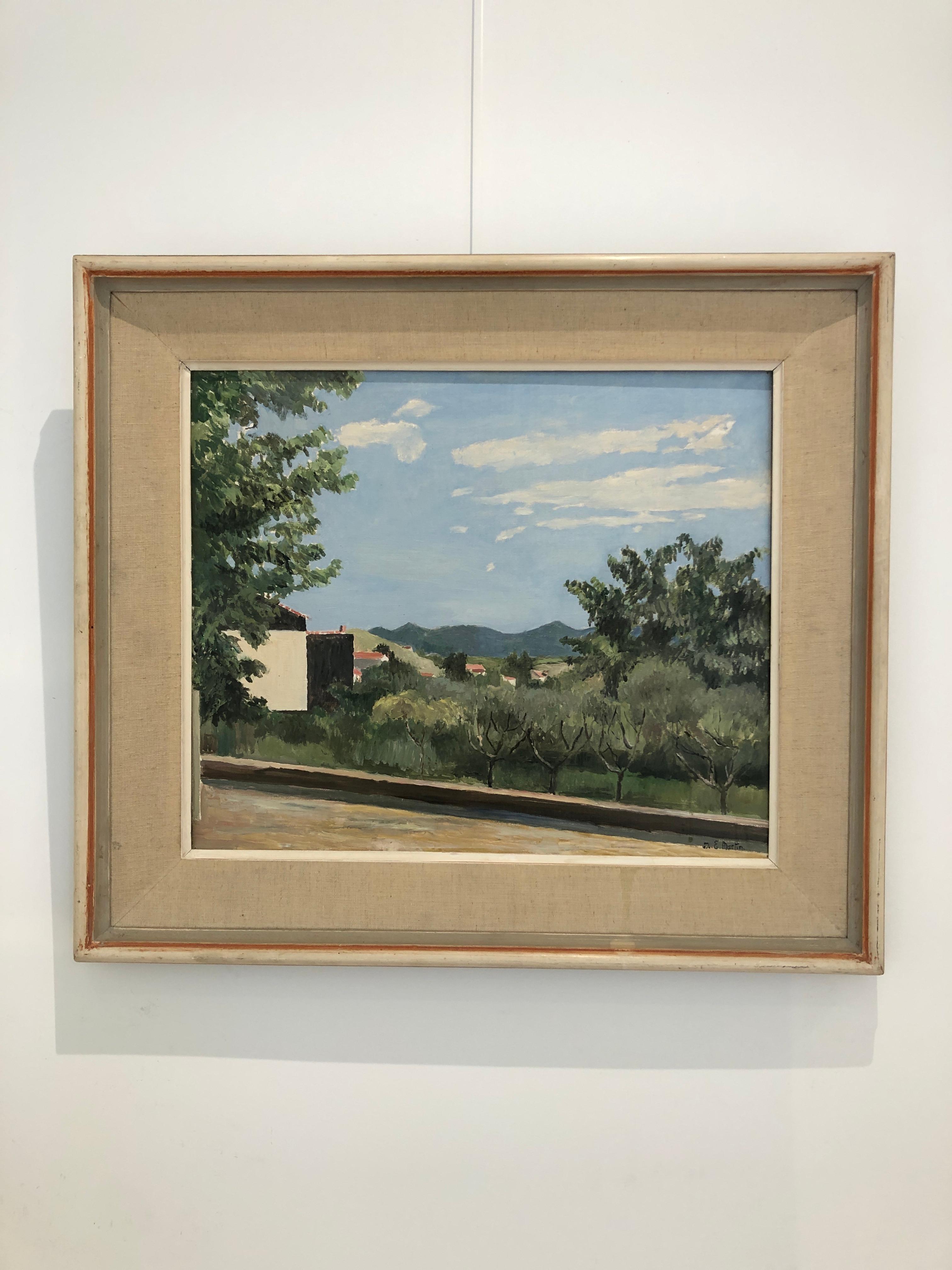 Landschaft und Obstgarten – Painting von Eugène Louis Martin