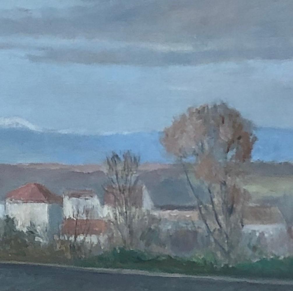 Mountain view - Gray Landscape Painting by Eugène Louis Martin
