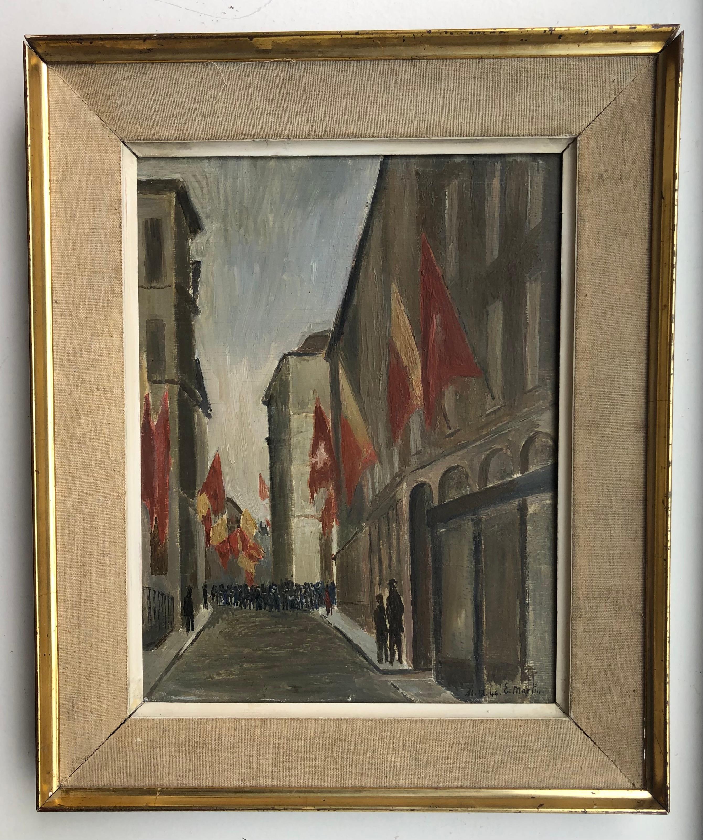 Giornata della Restaurazione il 31 dicembre, Ginevra - Painting Moderno di Eugène Louis Martin