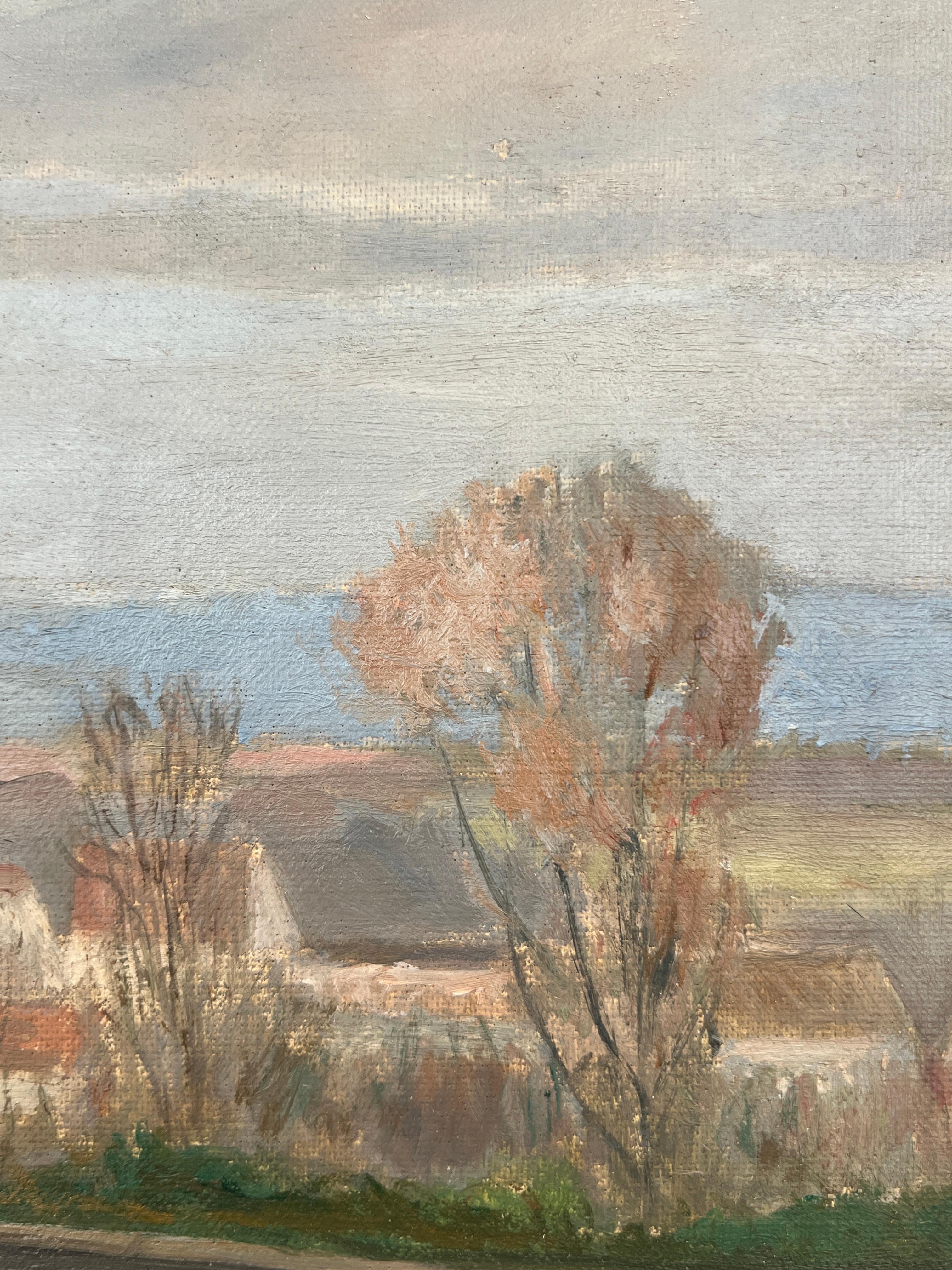 View of a village and snow-capped mountains For Sale 1
