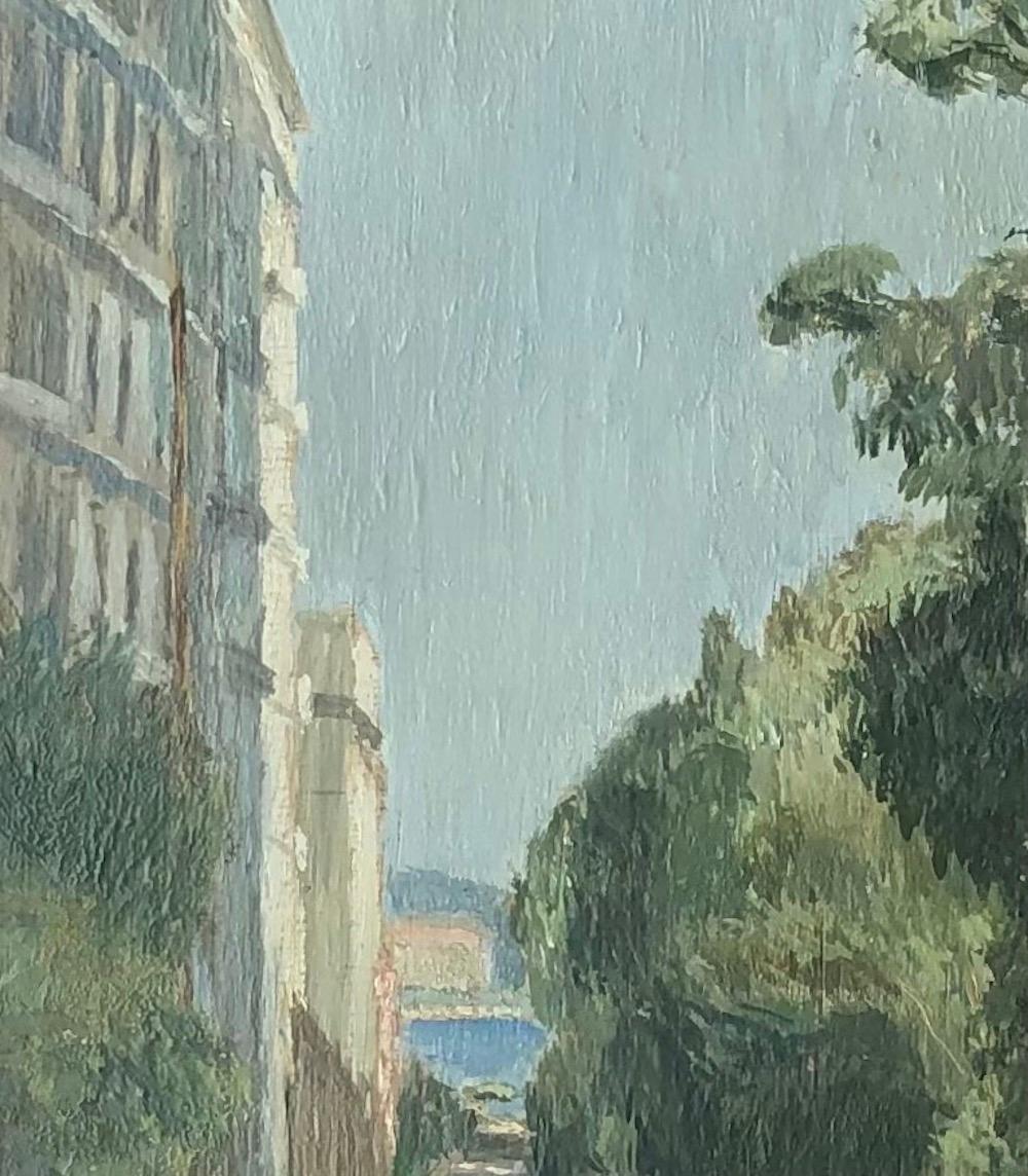 Walk avenue William Favre, Geneva - Modern Painting by Eugène Louis Martin