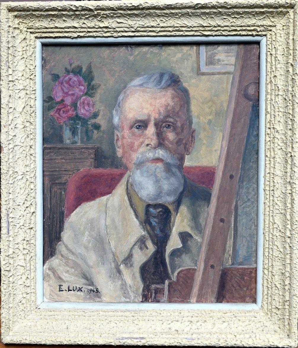 Autoporträt, Original Öl auf Leinwand Nachimpressionist, Eugène Lux (1864-1952) im Angebot 1