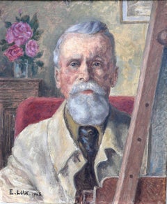 Autoportrait, original oil on canvas post-impressionist, Eugène Lux (1864-1952)