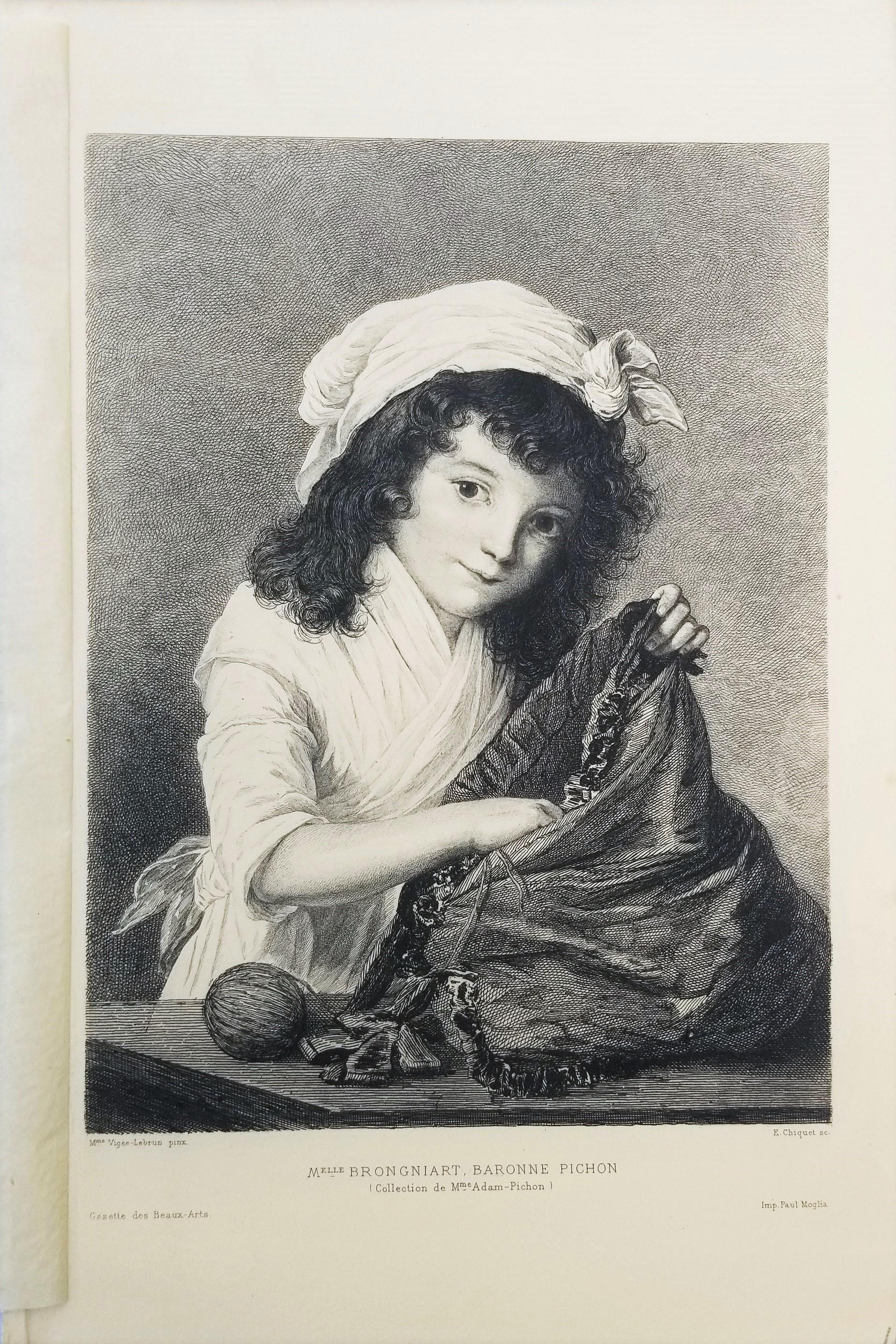 Melle Brongniart, Baronne Pichon (Miss Brongniart, Baroness Pichon) /// Antique - Print by Eugène Marie Louis Chiquet