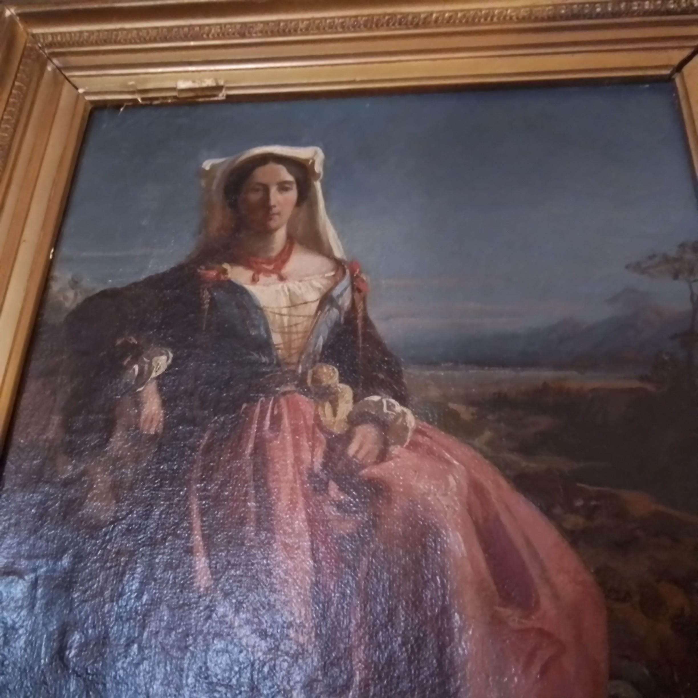 Conditions : Very good overall conditions, original canvas with no minor retouching, except on the dress 12mm ( as seen on picture under UV light). The signature is dated 1852 or 53. Dimensions with frame 53 x 46 cm.  

Eugène Modeste Edmond