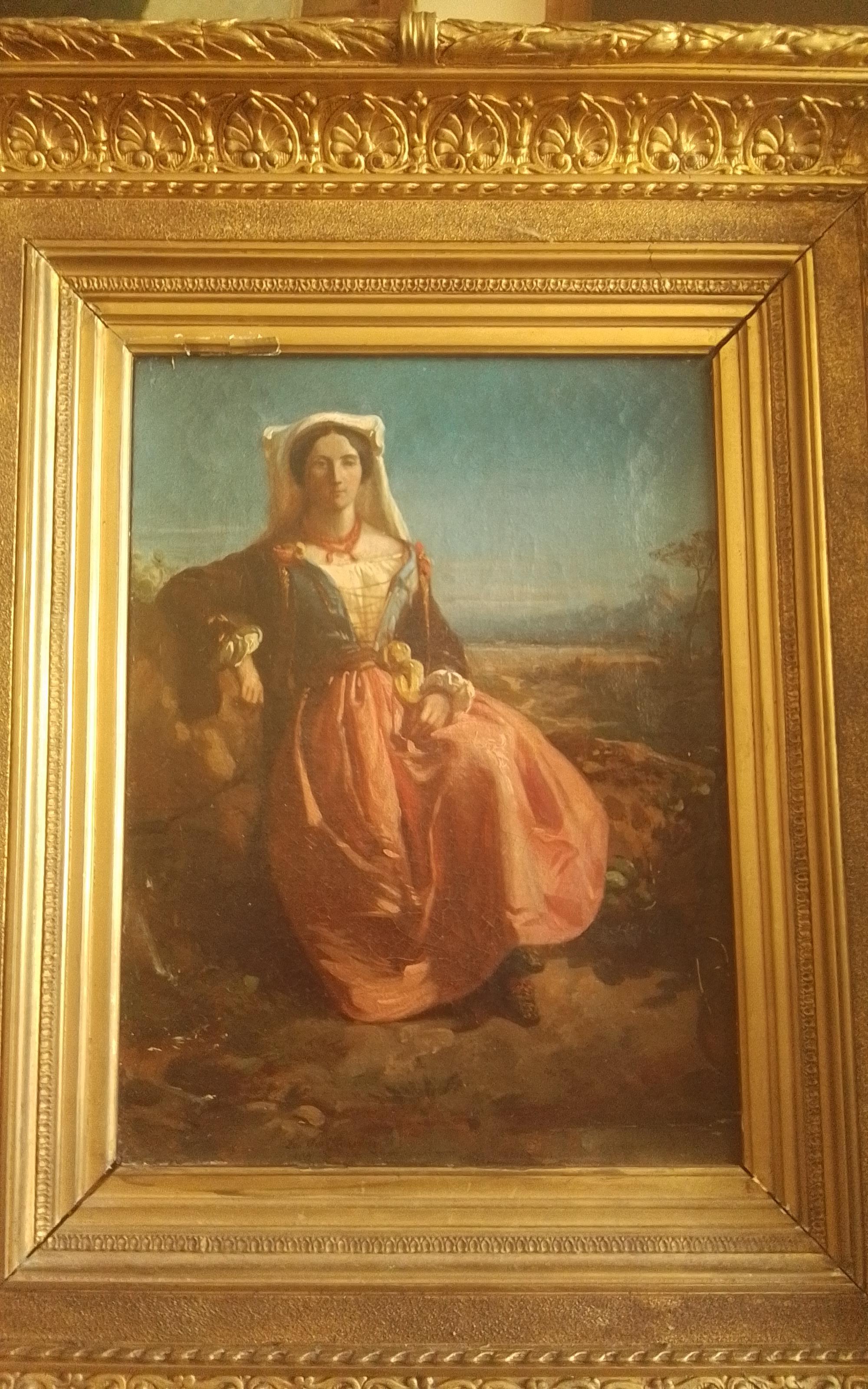 Eugène Modeste Lepoittevin Landscape Painting - LePoittevin Eugene - Italianate Landscape with a woman - oil on canvas - signed
