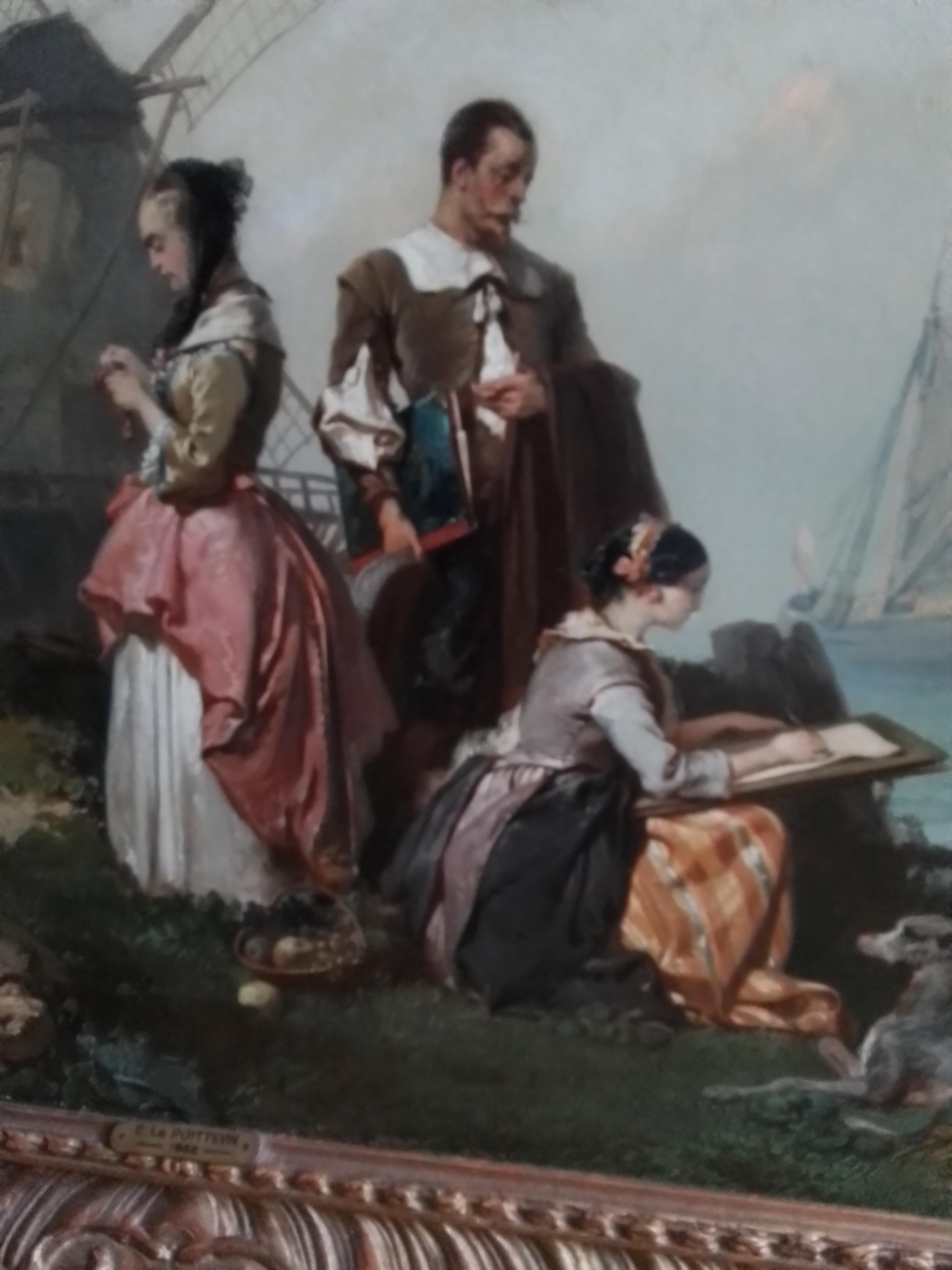 Eugène Lepoittevin. Eine Zeichenlehre zum Meer – Öl auf Leinwand – signiert  1853 im Angebot 6