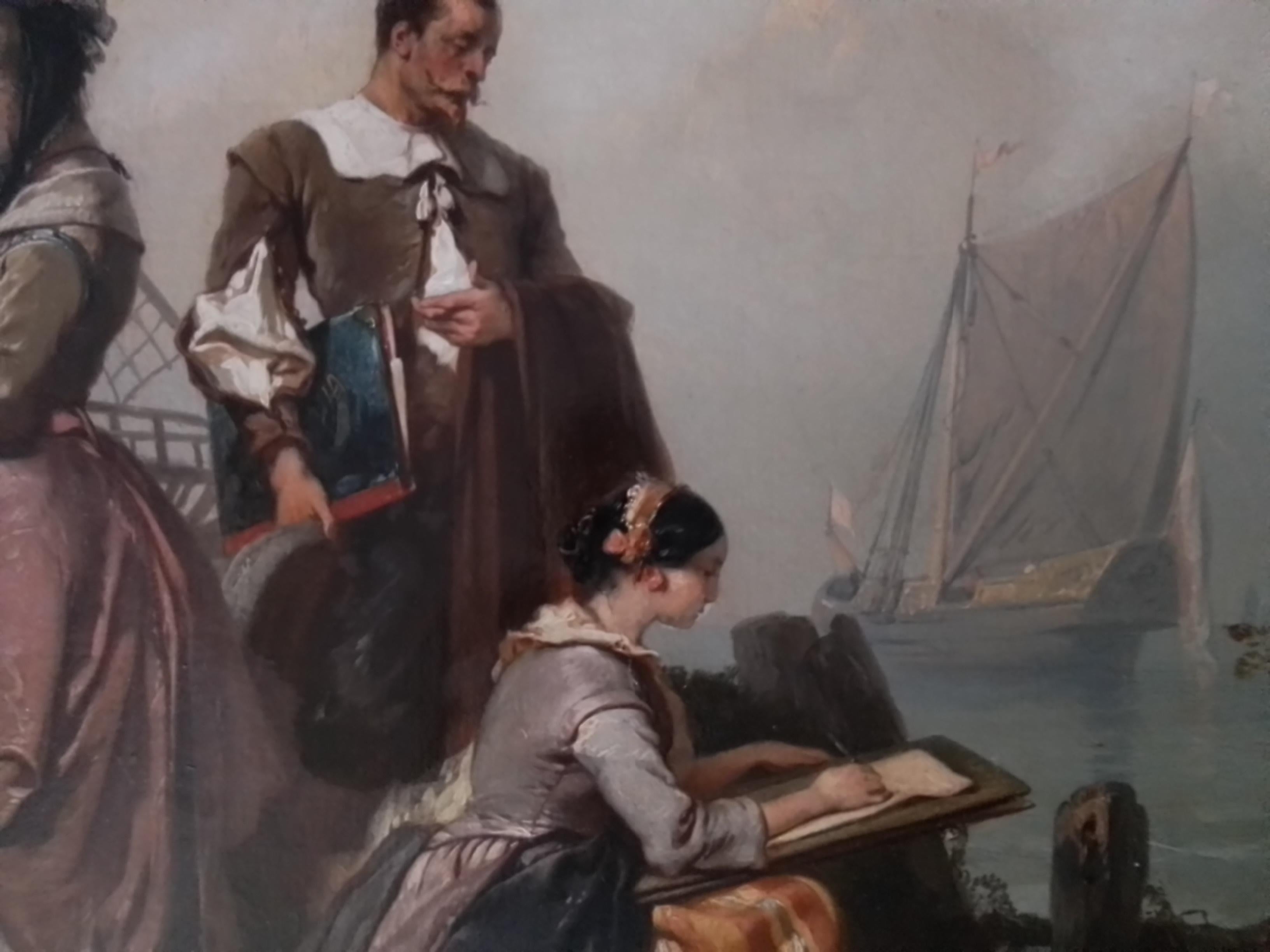 Eugène Lepoittevin. Eine Zeichenlehre zum Meer – Öl auf Leinwand – signiert  1853 im Angebot 7