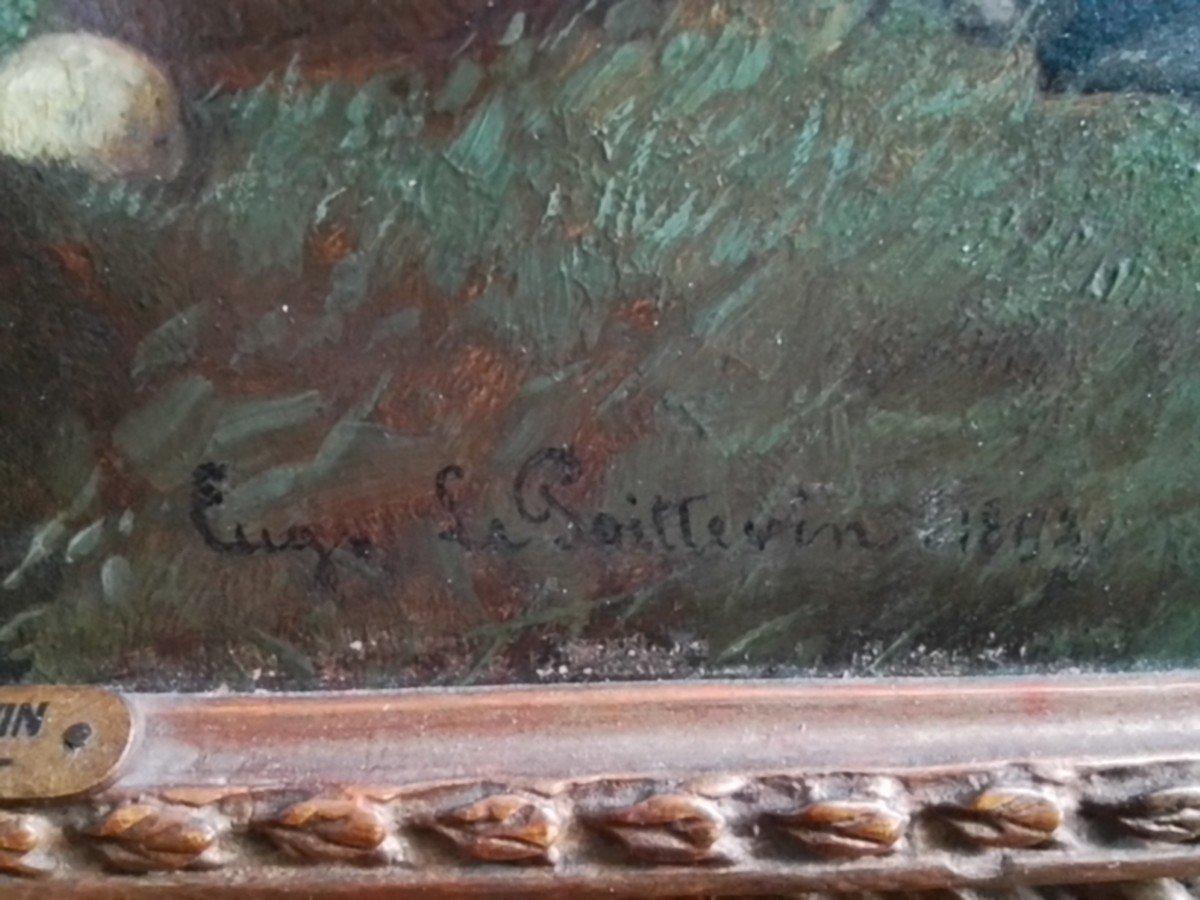 Eugène Lepoittevin. Eine Zeichenlehre zum Meer – Öl auf Leinwand – signiert  1853 – Painting von Eugène Modeste Lepoittevin