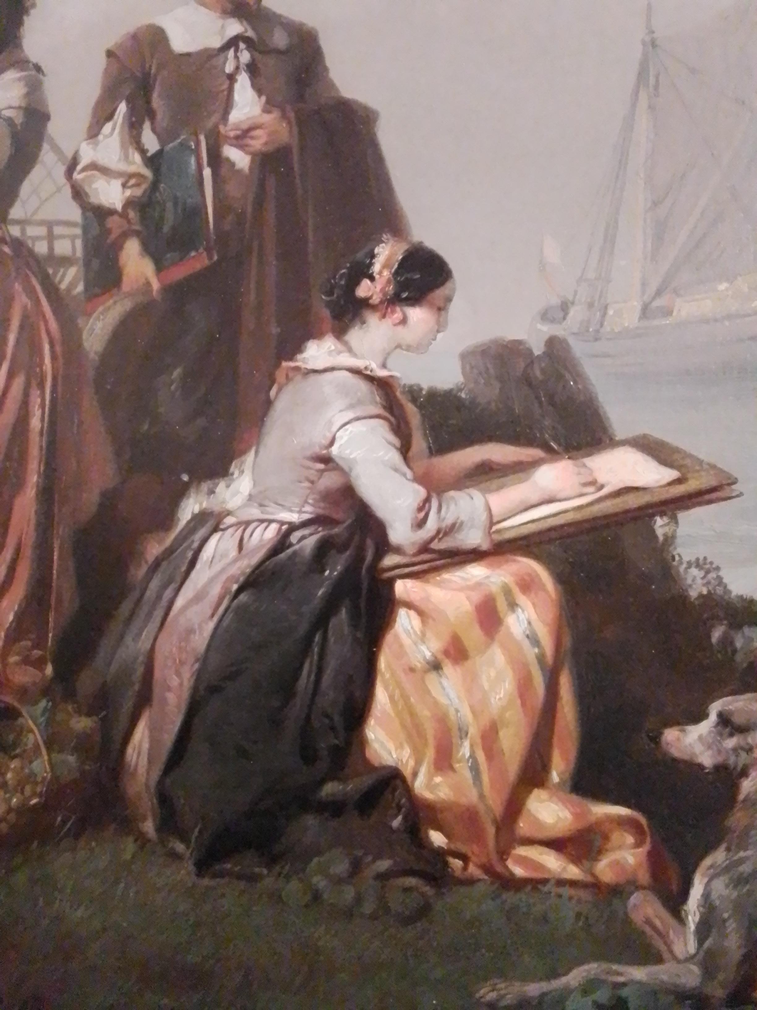 Eugène Lepoittevin. Eine Zeichenlehre zum Meer – Öl auf Leinwand – signiert  1853 im Angebot 2