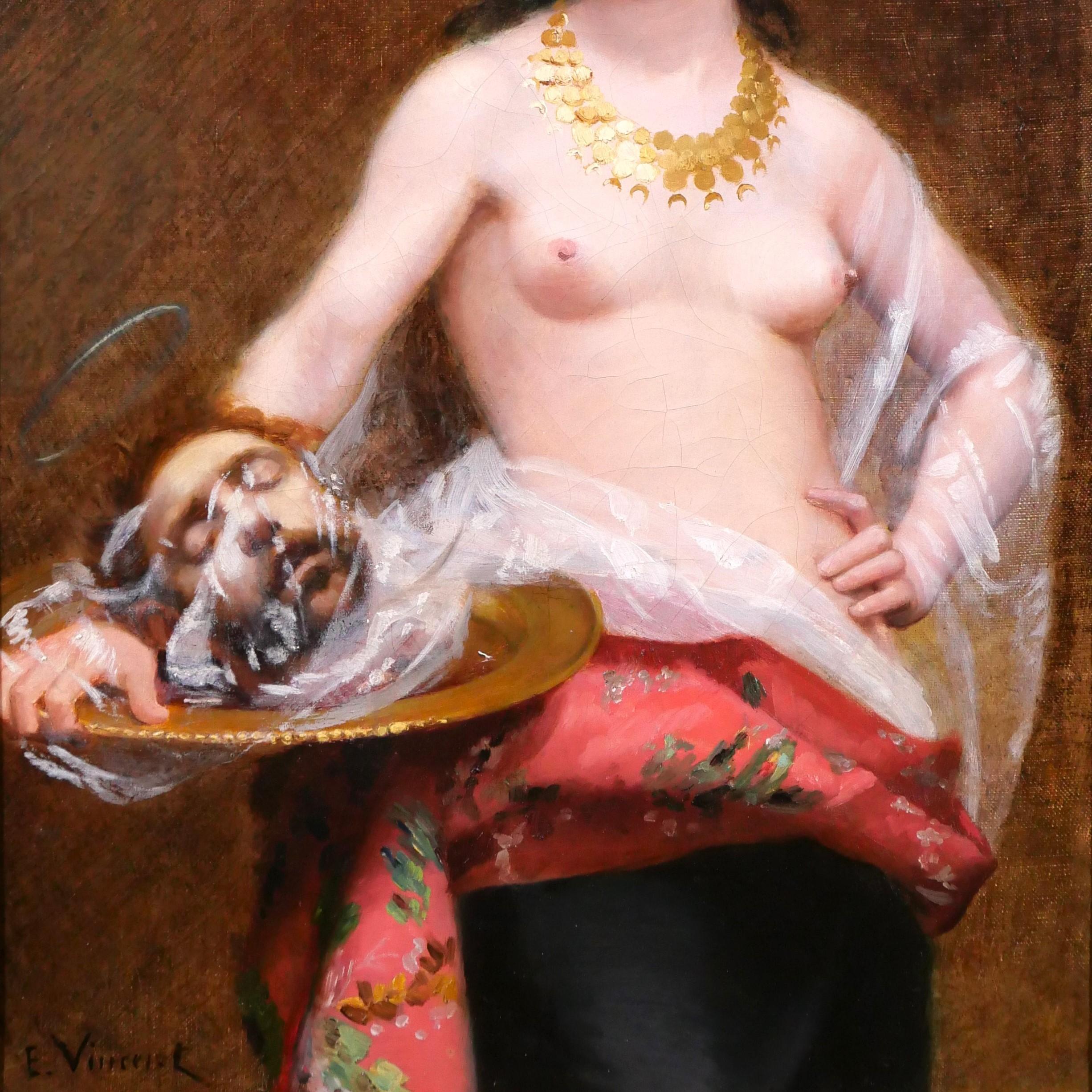 Eugène-Méry VINCENT
Landévennec (Brittany), 1869 - 1906
Salome with the head of Saint John the Baptist
Painting, oil on canvas
Signed 