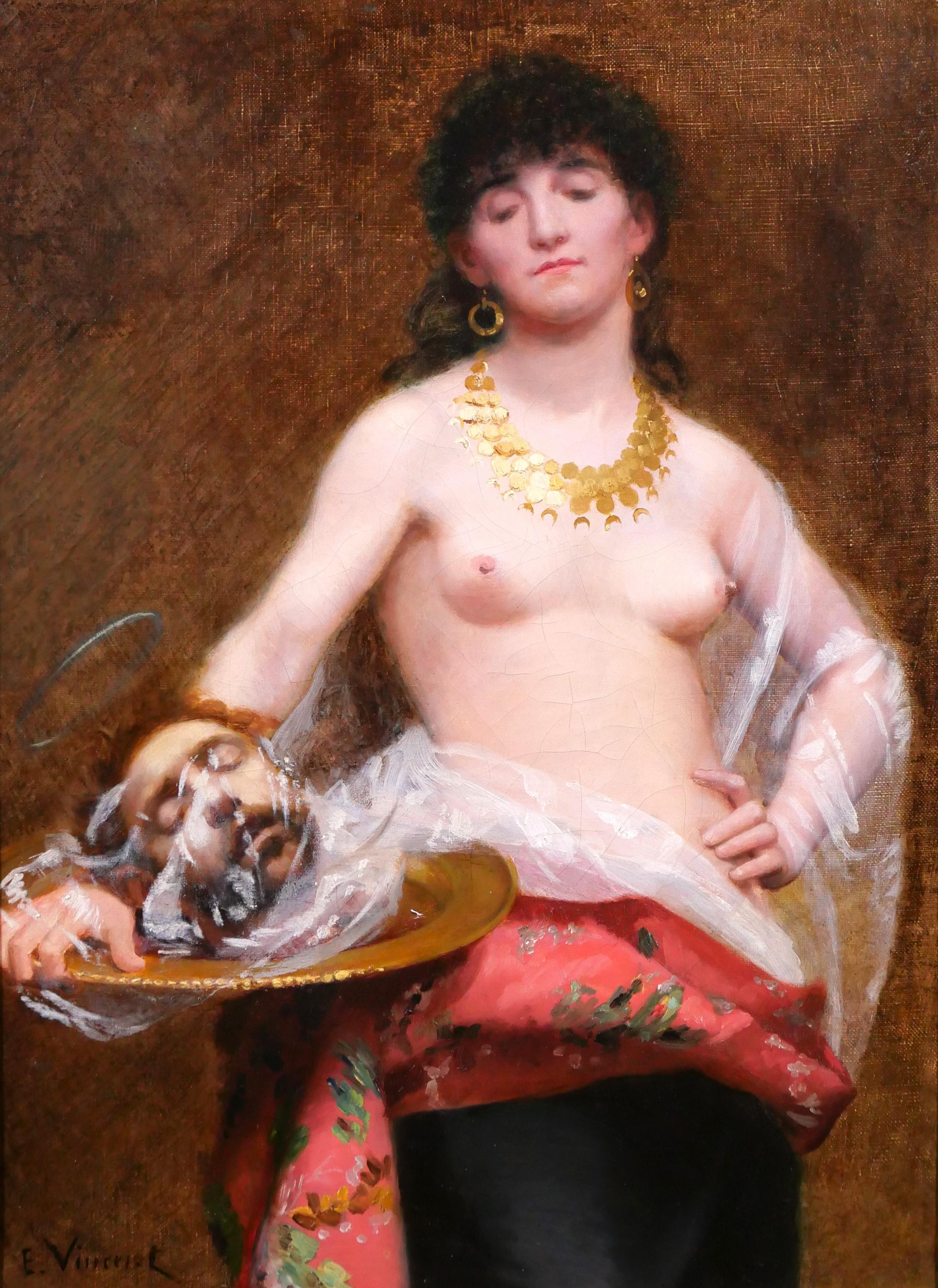 Eugène-Méry Vincent Nude Painting - Salome with the head of Saint John the Baptist painting woman nude religious