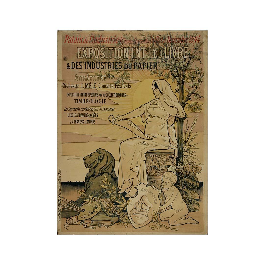 1894 original poster by Ogé for the Exposition Internationale du Livre For Sale 2