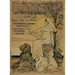 Antique 1894 original poster by Ogé for the Exposition Internationale du Livre