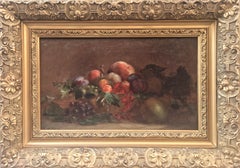 VILLAIN Still life fruits French naturalist Painting 19th