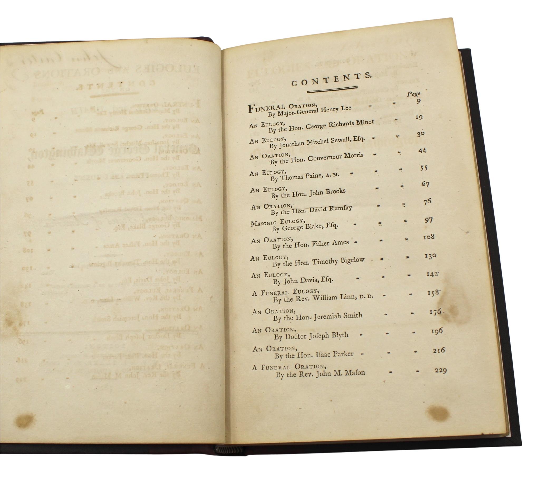 Early 19th Century Eulogies and Orations on the Life and Death of General George Washington, 1800