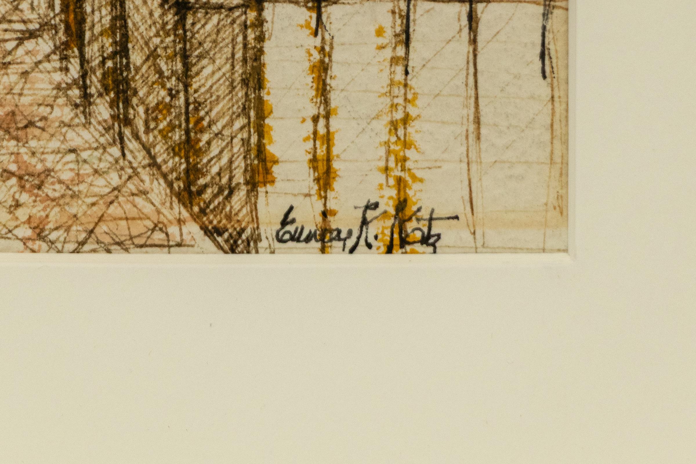 A captivating midcentury cityscape titled 