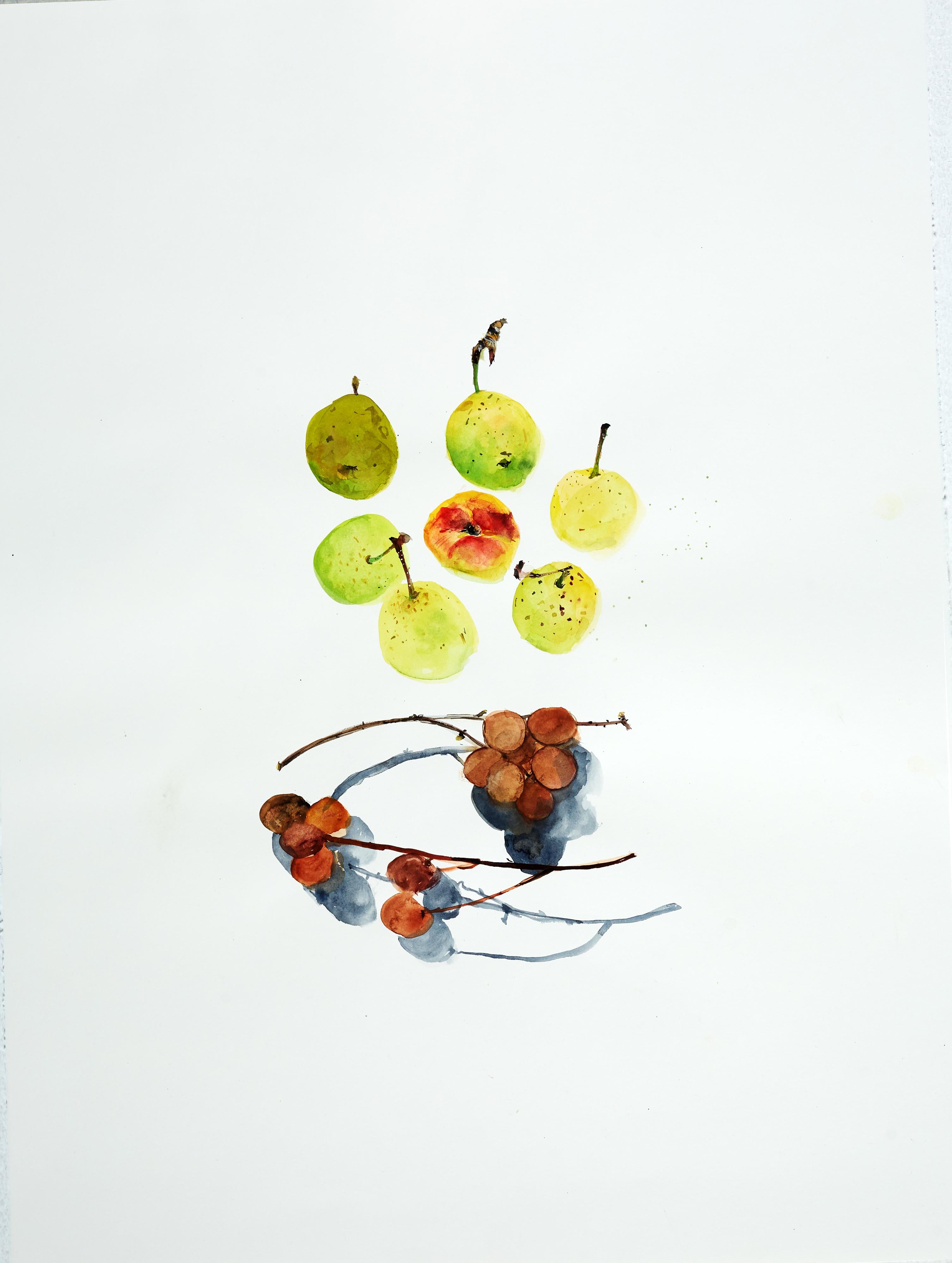 Eunju Kang Still-Life Painting - Pears and Lychees