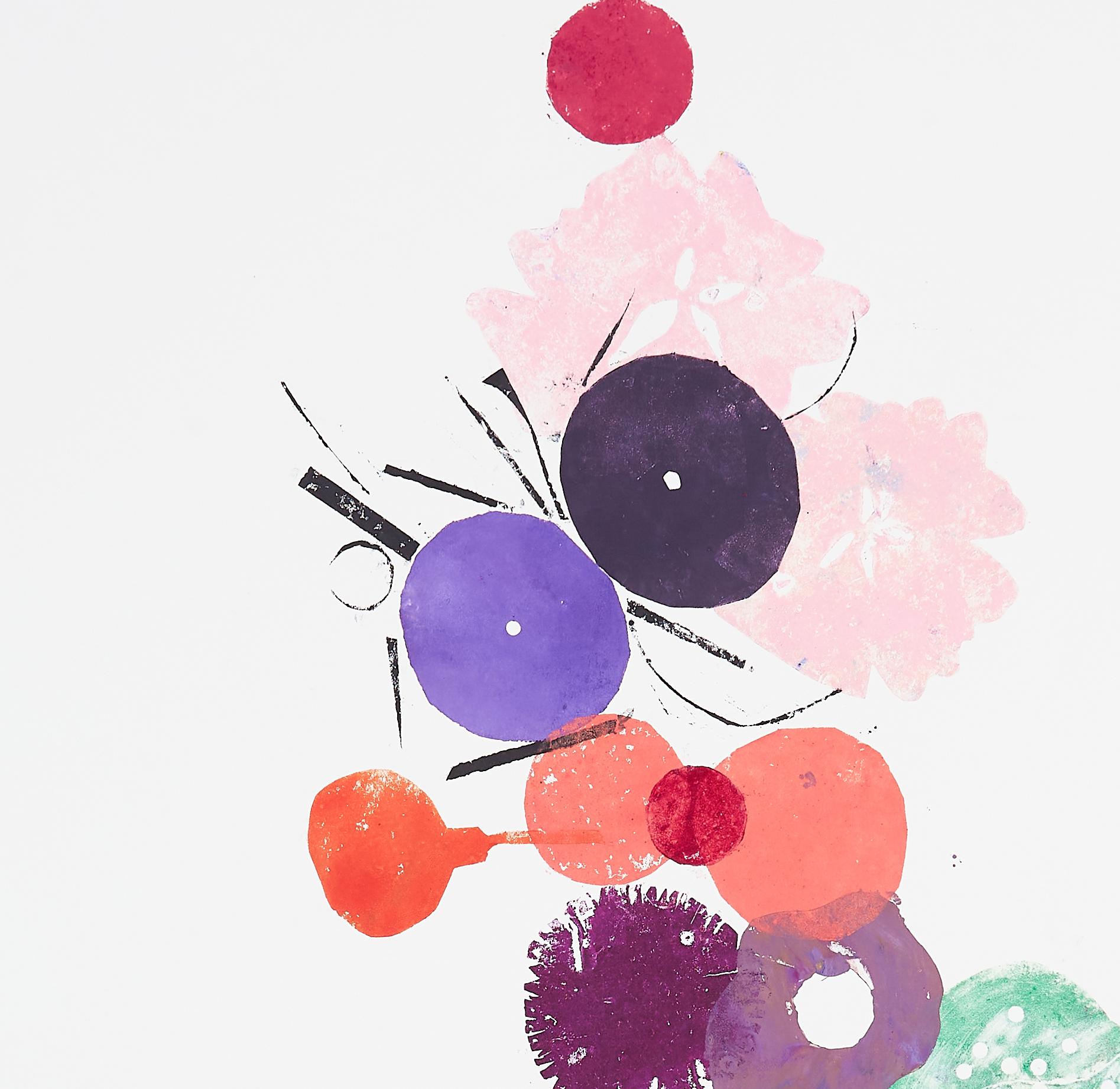 Pink Blossom Empezó   (floral, naturaleza muerta, acuarela, colores vivos, flores) - Print Contemporáneo de Eunju Kang
