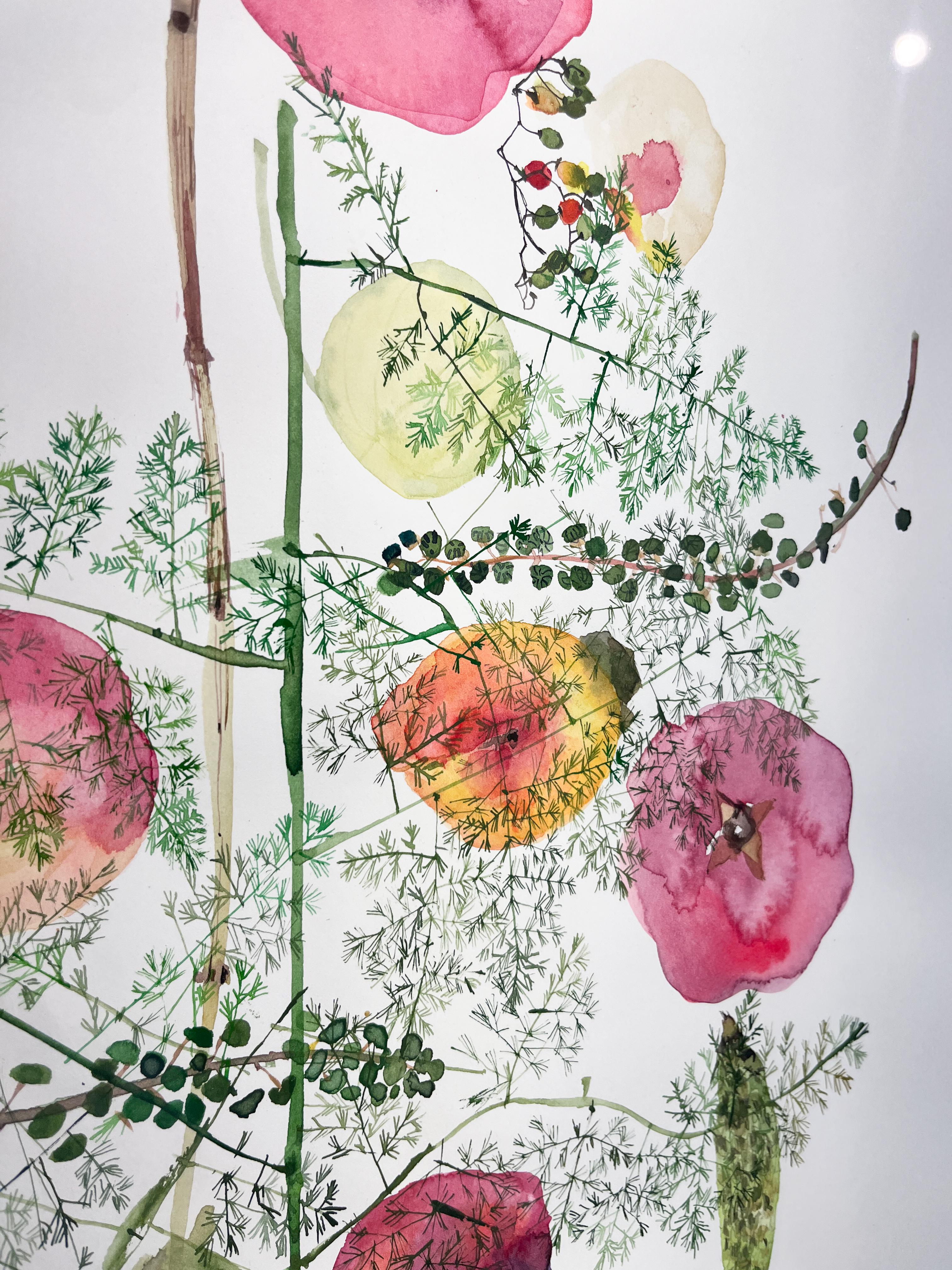 Granatäpfel und Pfirsiche  (Blumen, Stillleben, Aquarell, Blumen, Früchte) im Angebot 7
