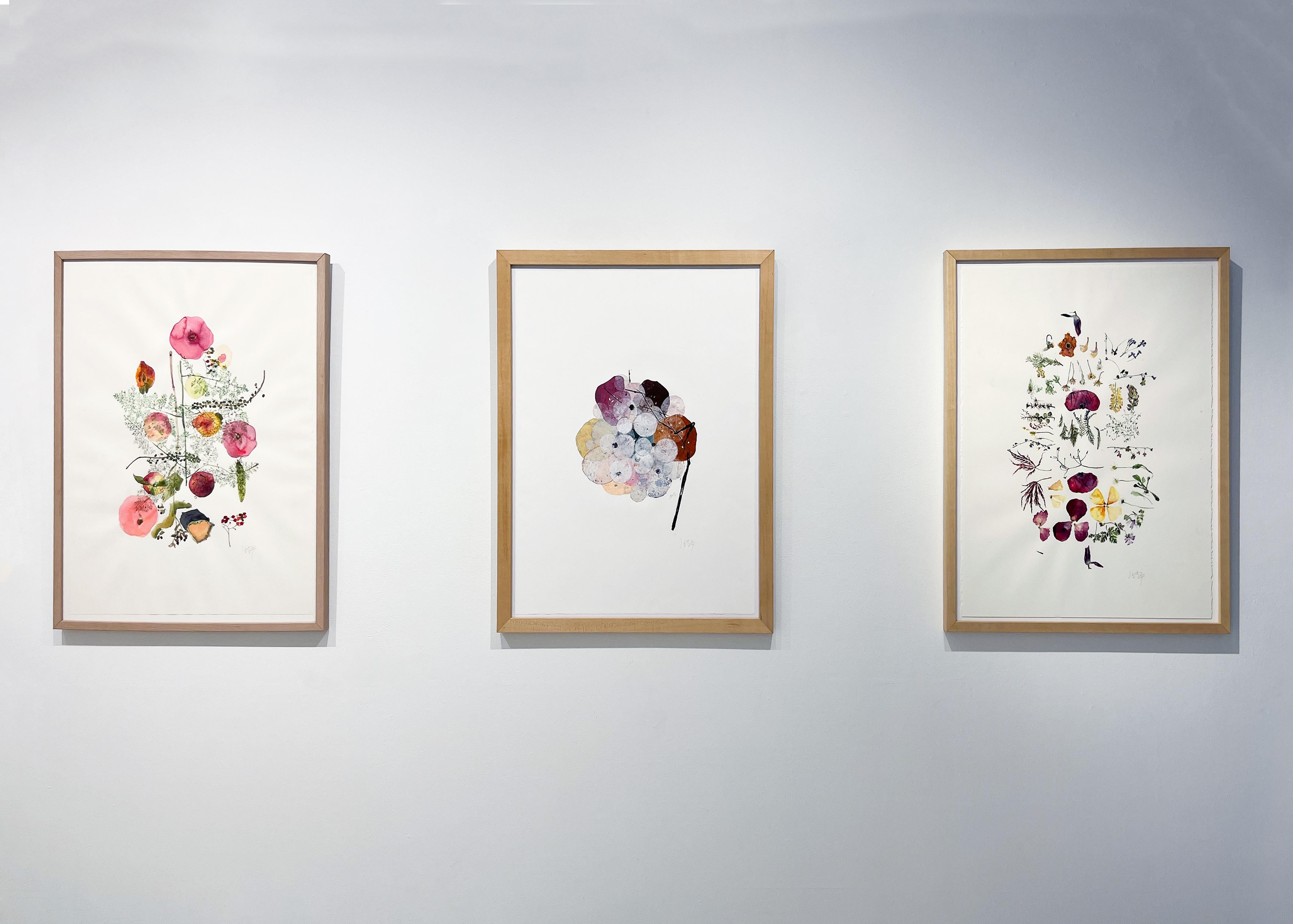 Granatäpfel und Pfirsiche  (Blumen, Stillleben, Aquarell, Blumen, Früchte) im Angebot 4
