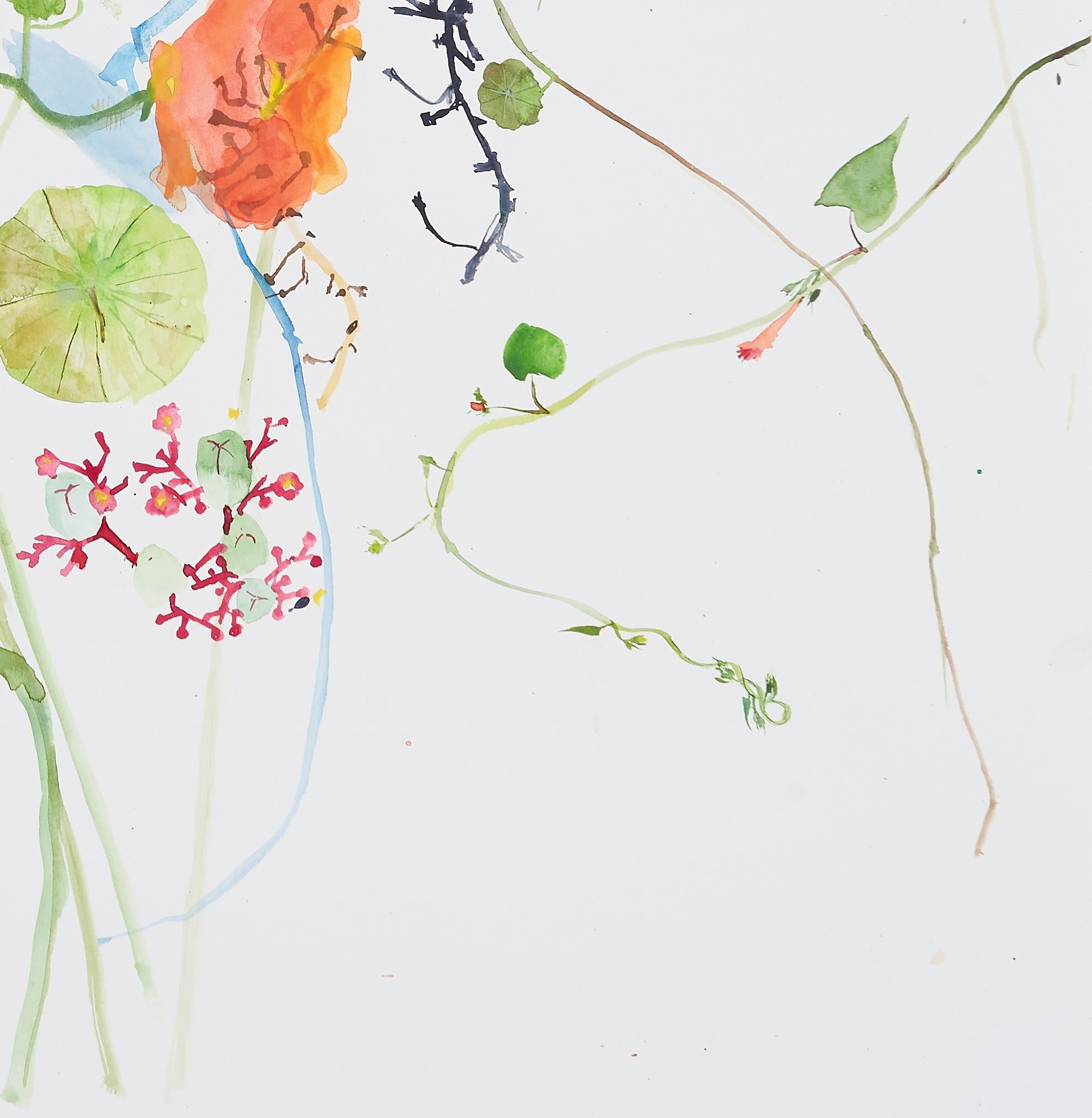 Naturaleza muerta con amapola rosa (floral, naturaleza muerta, acuarela, flores) - Print de Eunju Kang
